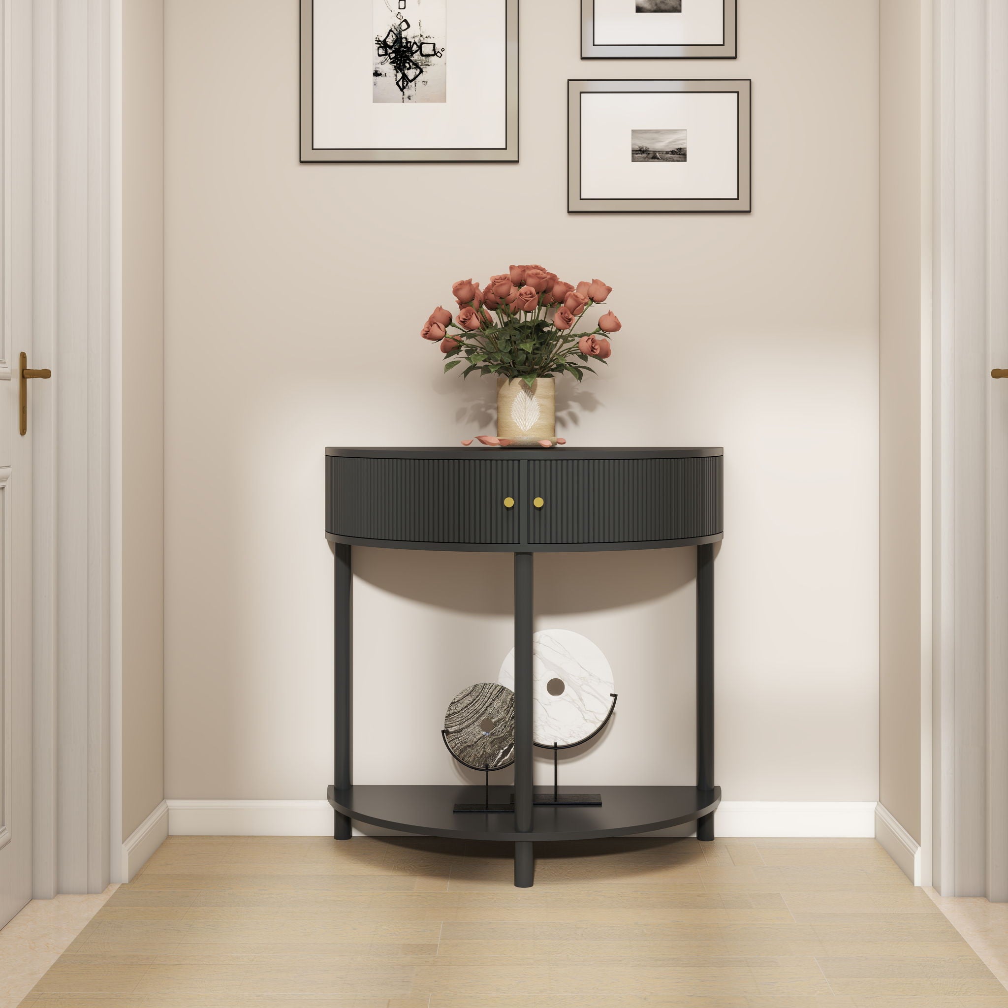 Demi Lune - Console Table With 2 Storage Drawers