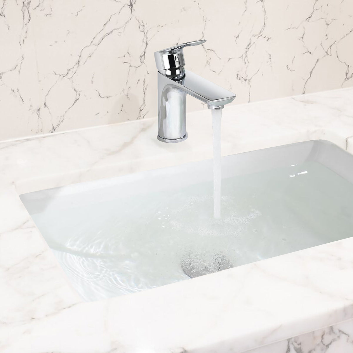 Single Handle Lavatory Basin Sink Faucet Brass Bathroom Faucet With Hot And Cold Water Control - Chrome