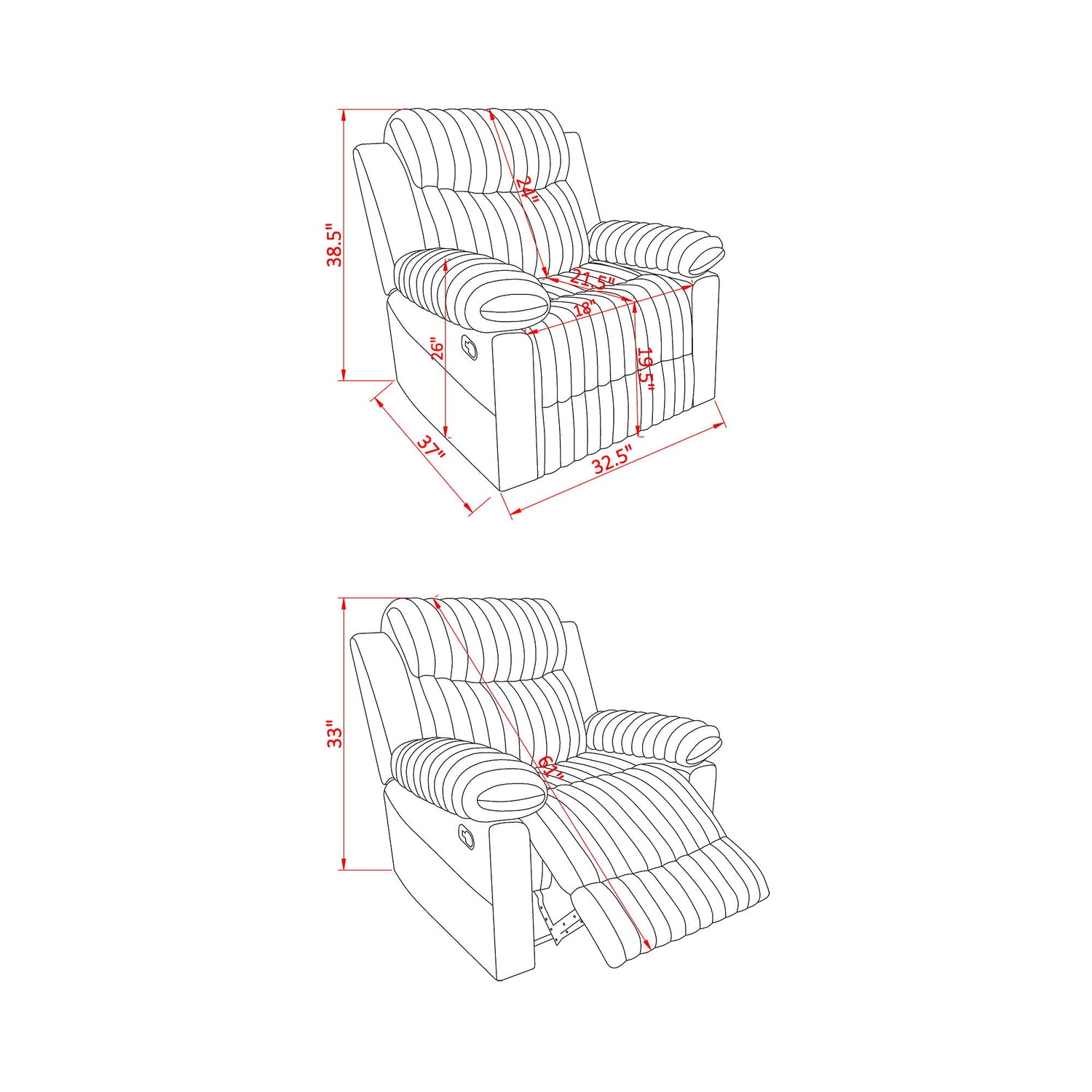 Bruni - Glider Recliner With Manual Recline
