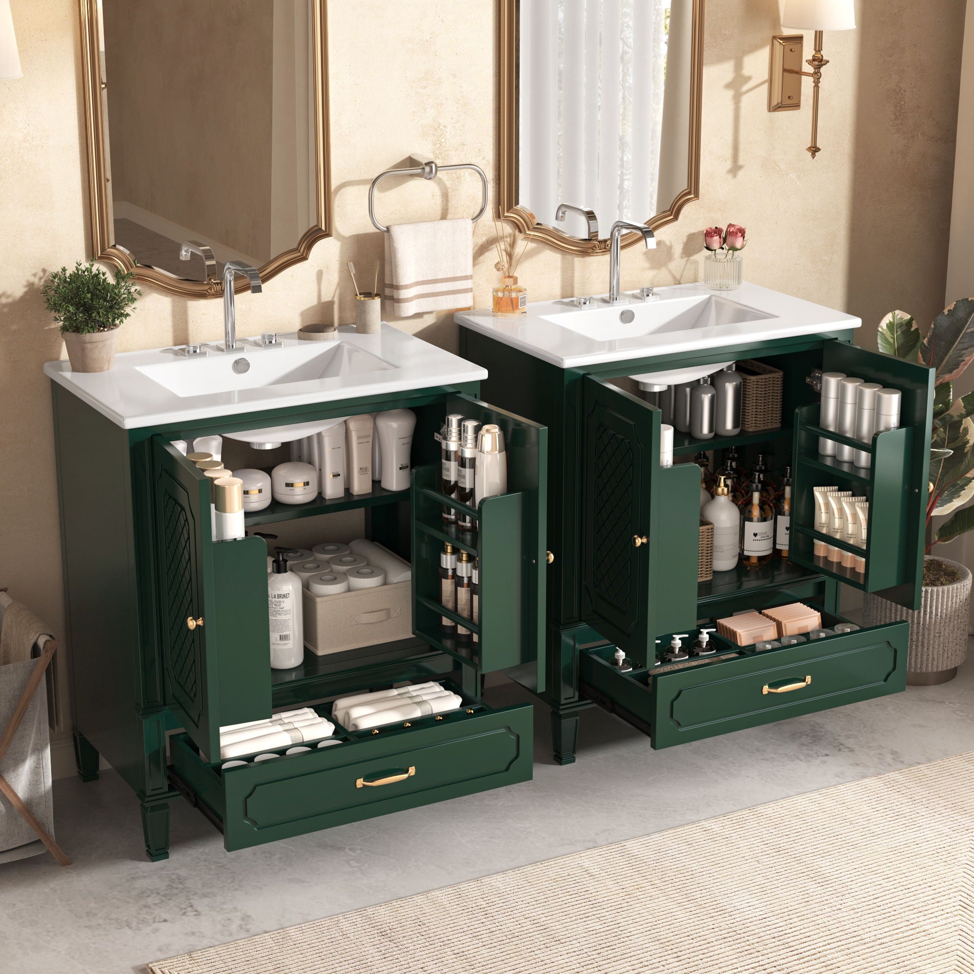 Bathroom Vanity With Sink, Soft Closing Door, Multi Functional Storage