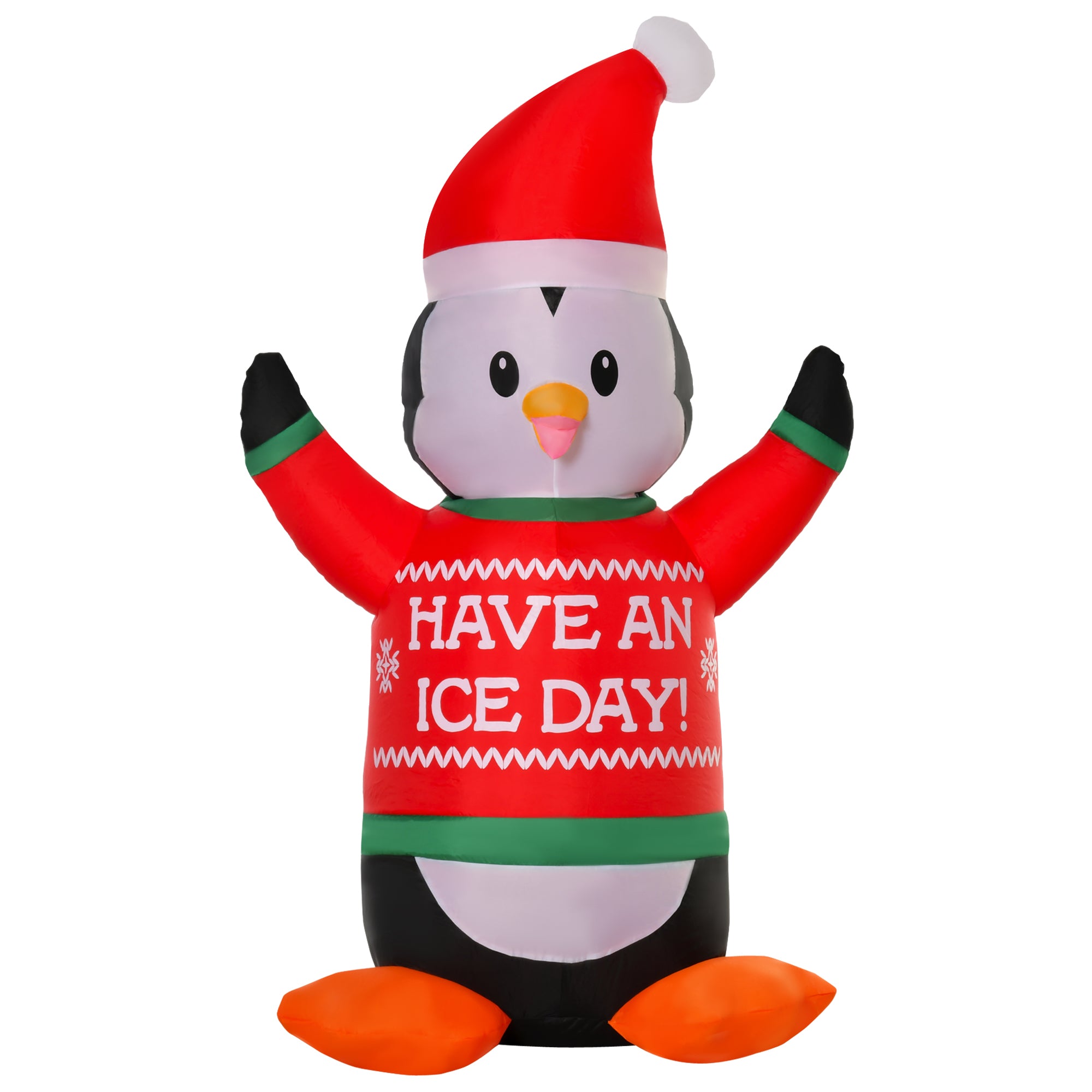 HOMCOM 6ft Christmas Inflatables Outdoor Decorations Penguin Wearing Christmas Sweater, Blow-Up Yard Christmas Decor with LED Lights Display
