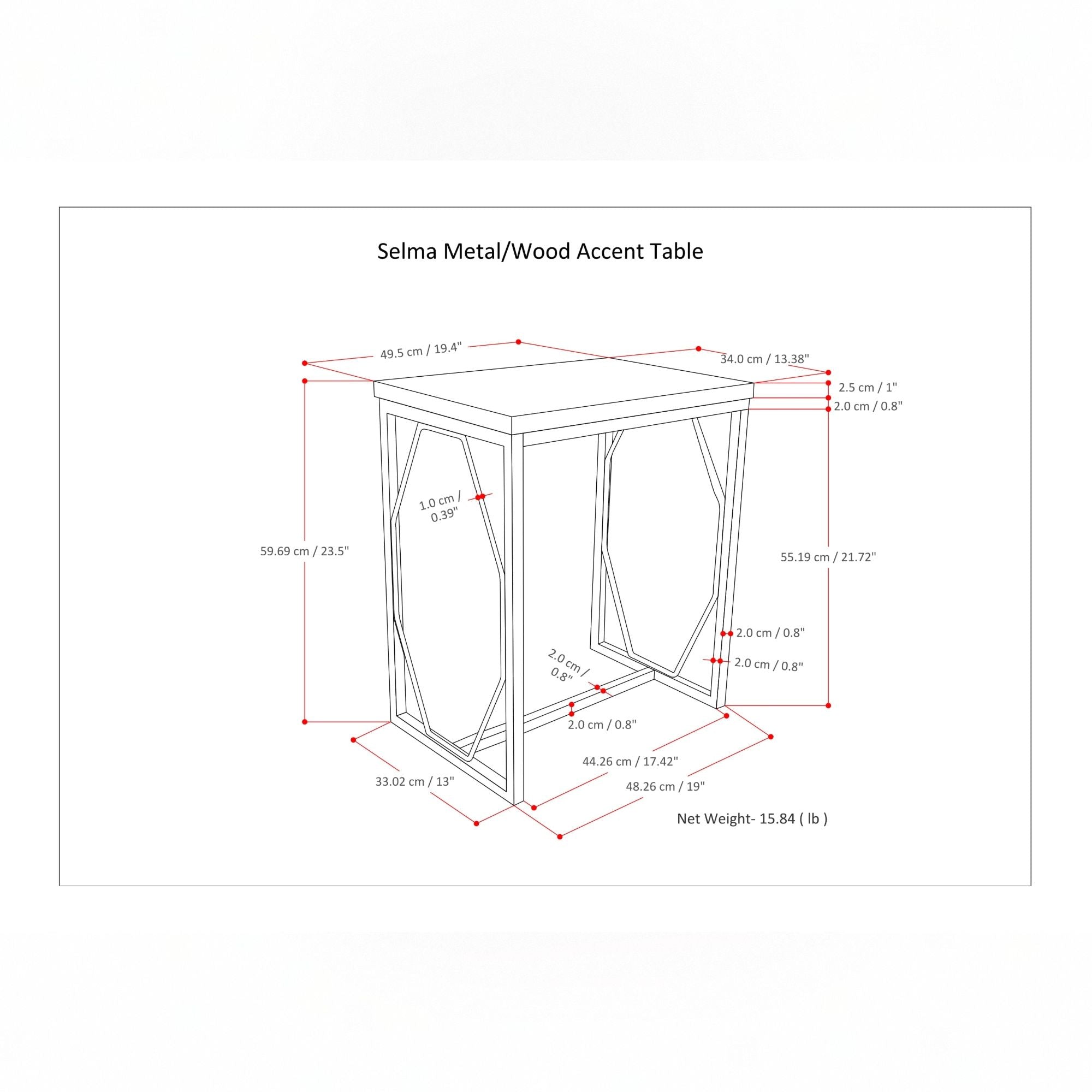 Selma - Metal And Wood Accent Table - Cognac