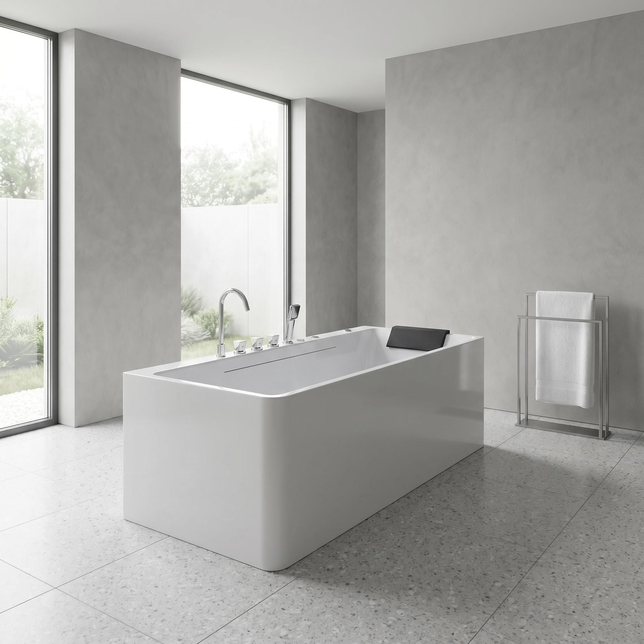 Xavier - Single Massage Bathtub, Equipped With Gfci Plug And Ul Certified Water Pump, Upc Certified Drain - Milk White