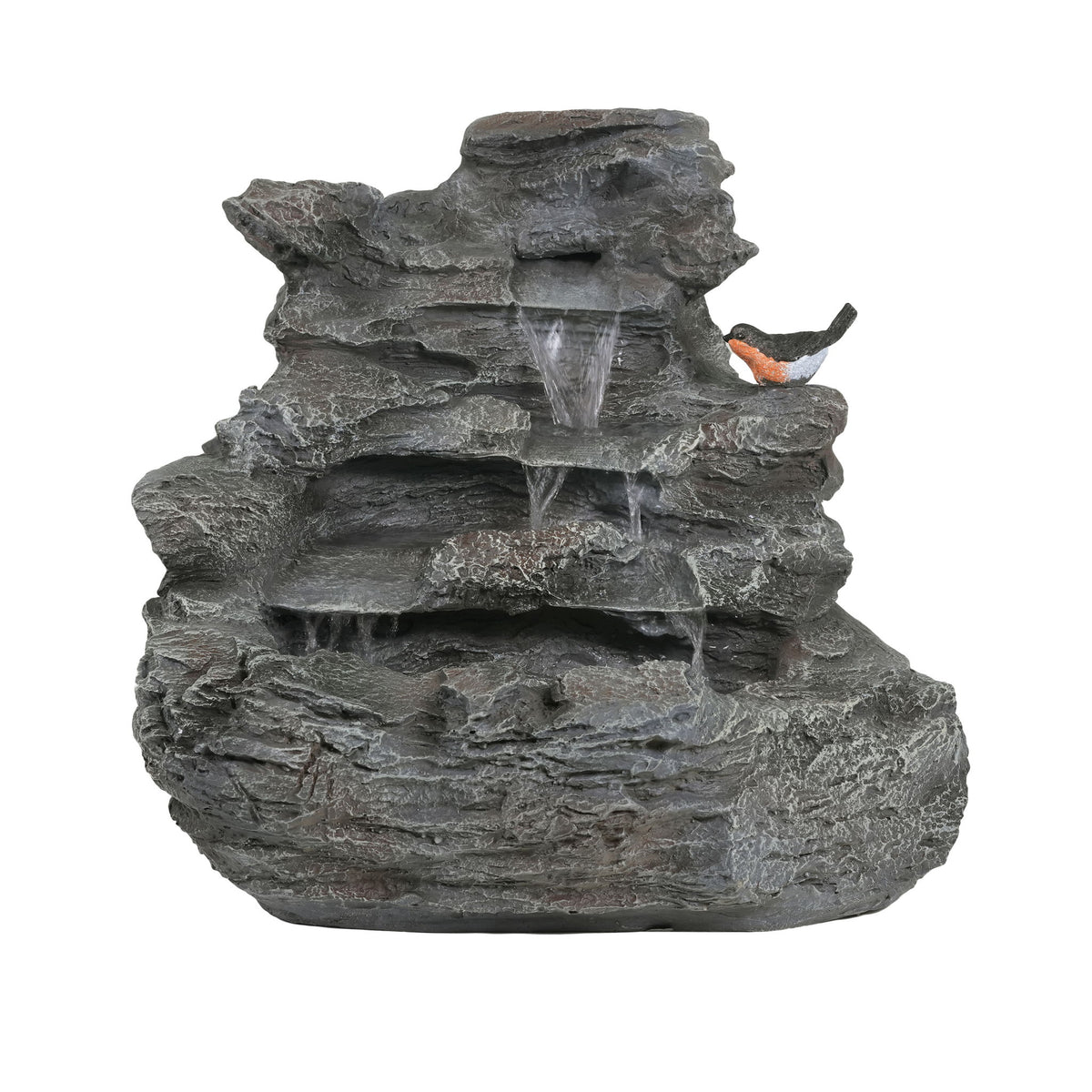 Concrete Rock Waterfall Fountain With LED Lights, Outdoor Garden Decor