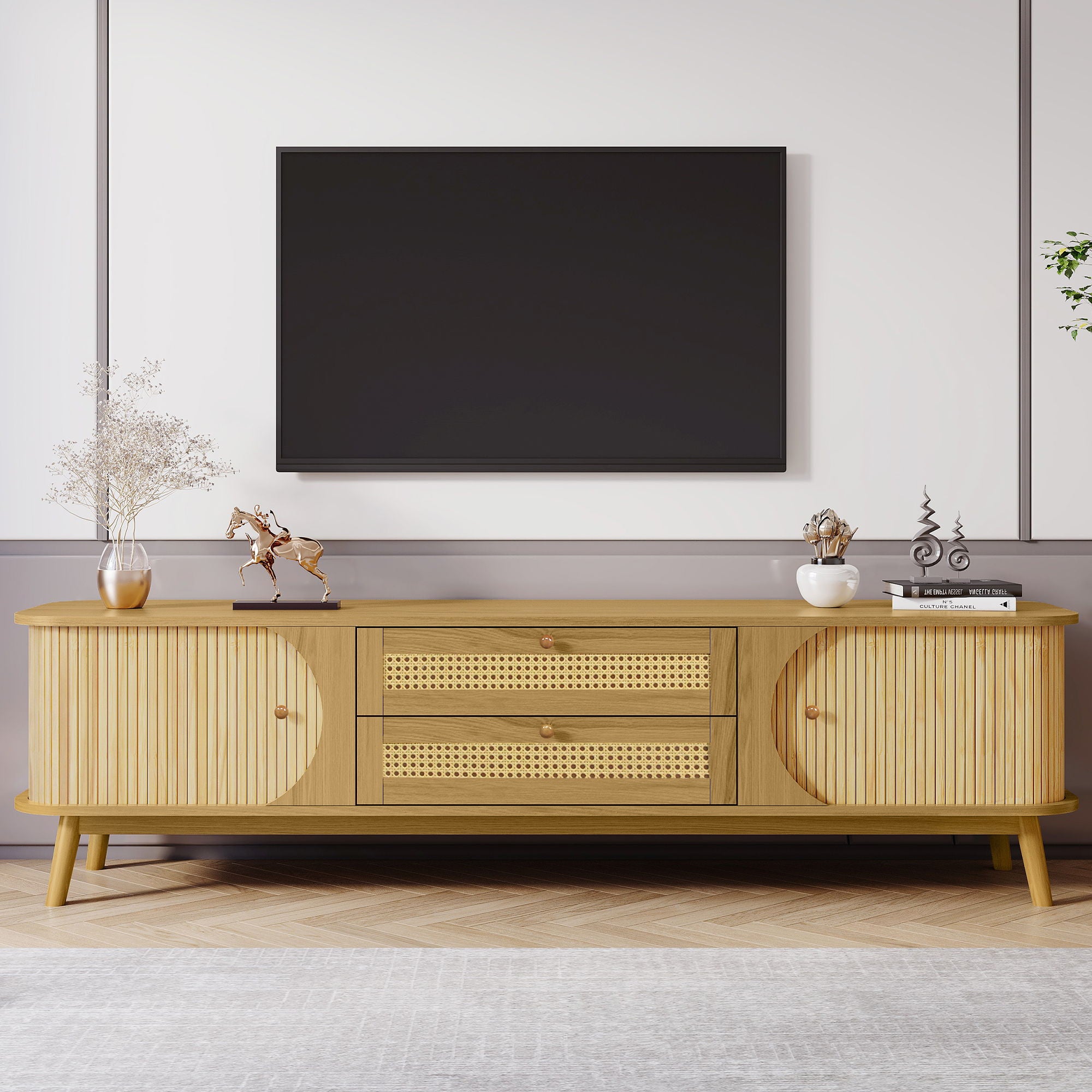 Rattan TV Stand For Tvs Up To 75&