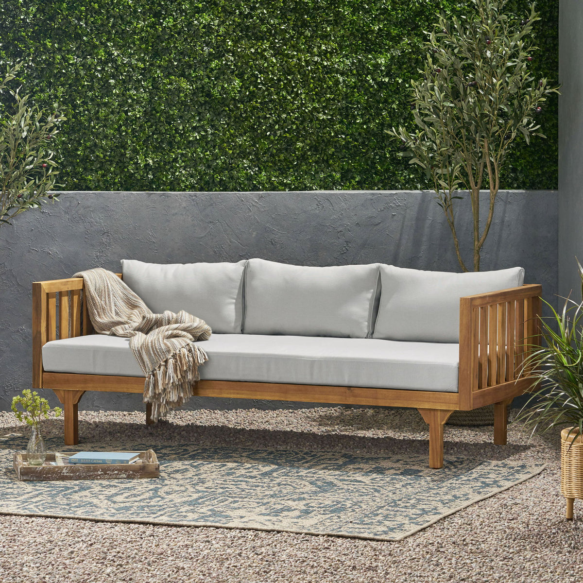 Claremont - 3 Seater Daybed Teak Acacia Wood Water Resistant Cushions