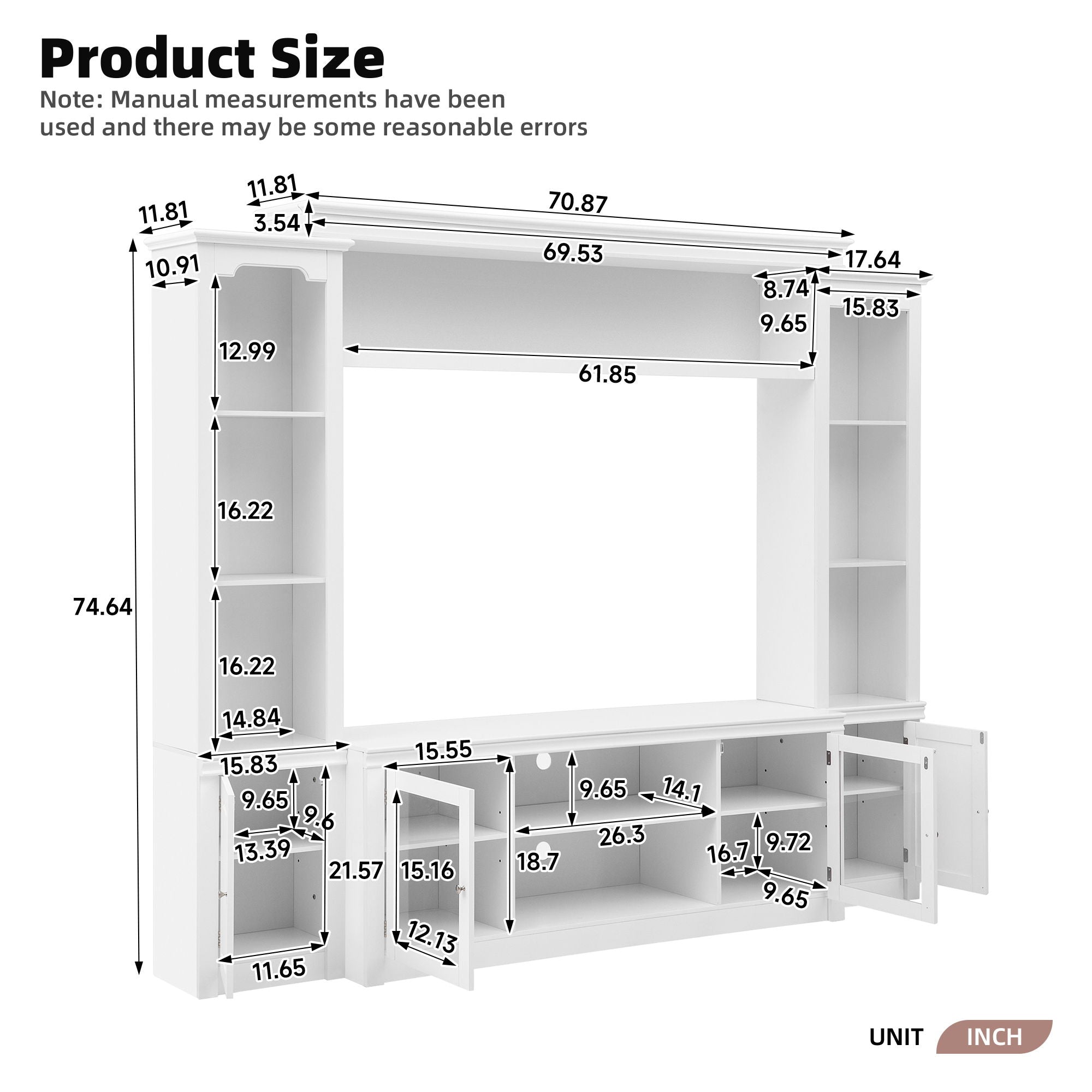 All-In-One TV Stand With Bookcase For TVs Up To 65"