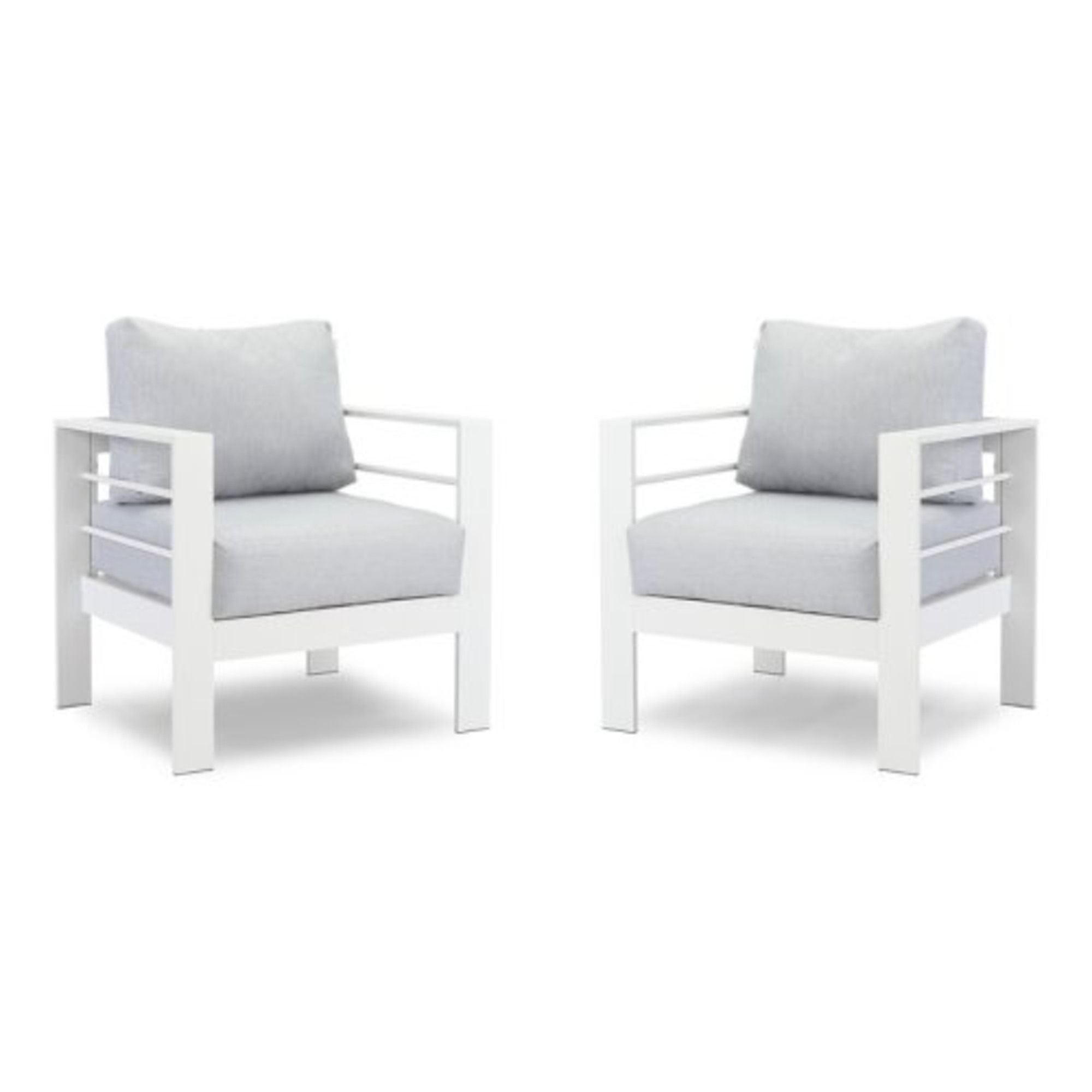 Modern All-Weather Patio Armchairs & Thick Cushions (Set of 2)