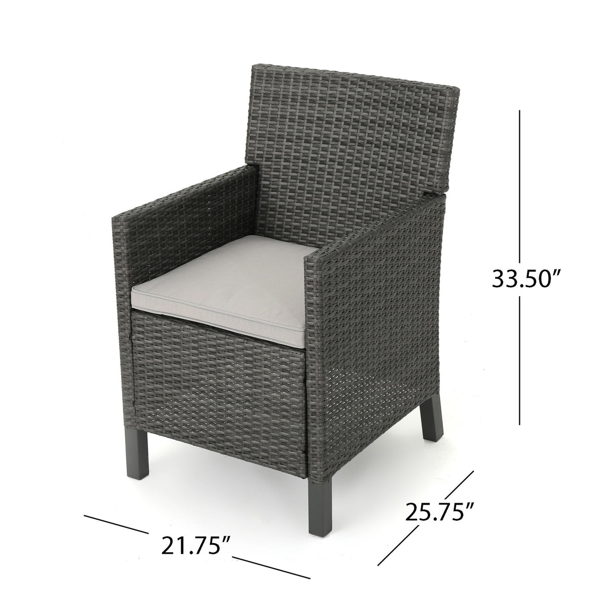 Outdoor Rattan Dining Chair With Straight Legs And Sloped Arms