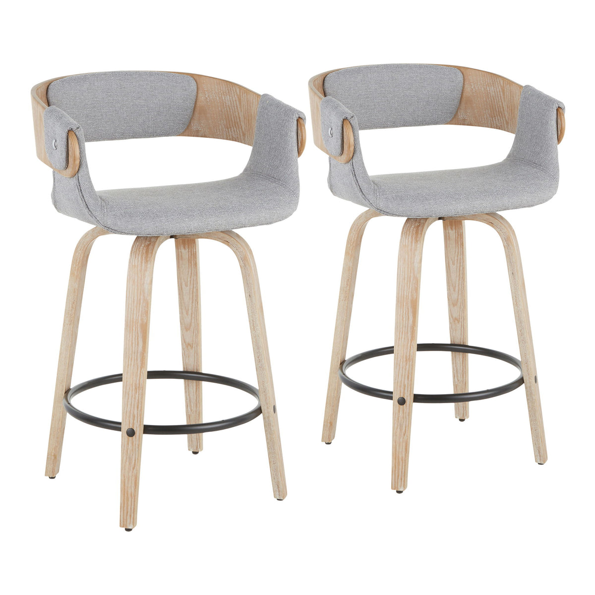 Elisa - Farmhouse Counter Stool (Set of 2) - Gray