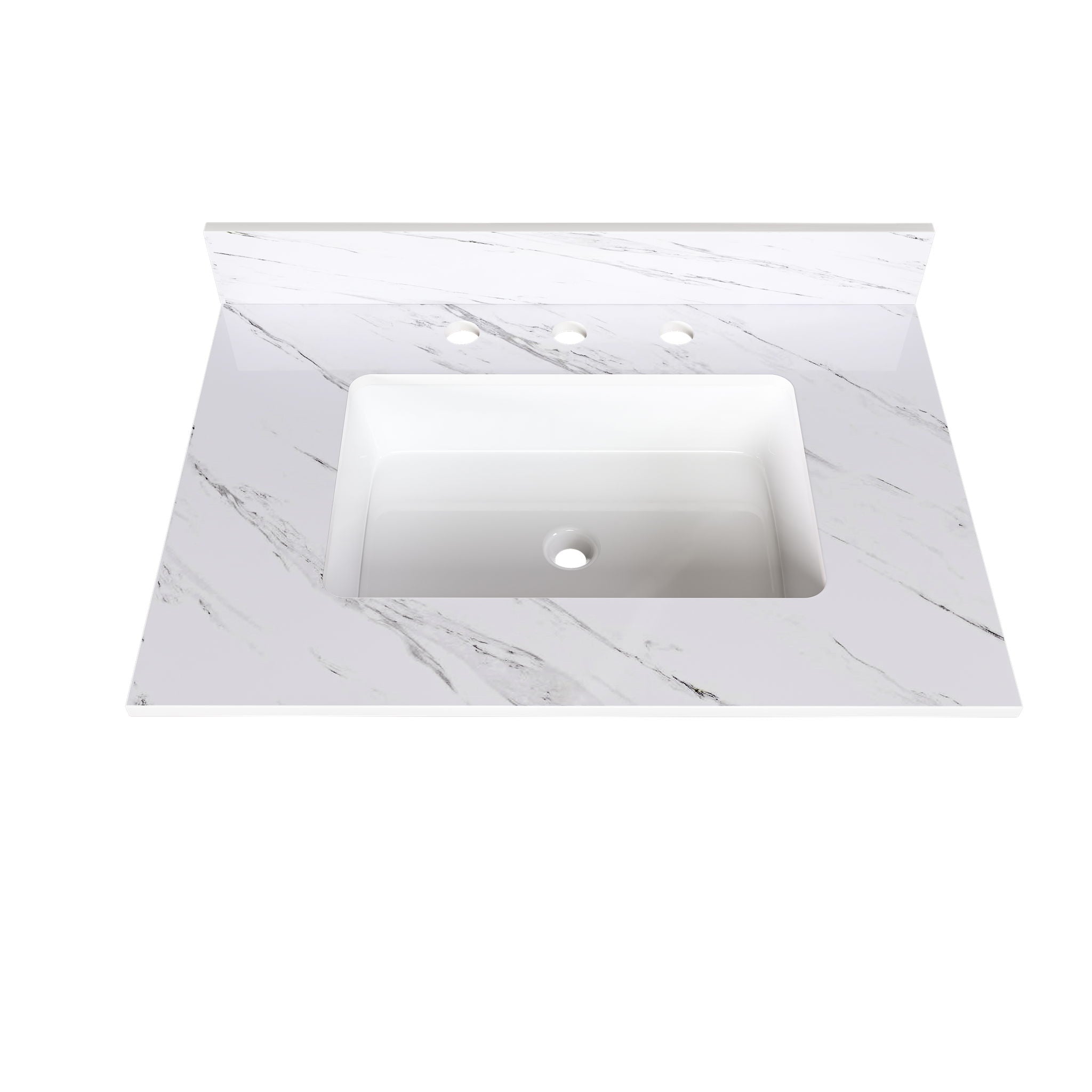 Bianco Carrara Venato Elegant Marble Vanity Top, Bathroom Vanity With Undermount Sink, Sintered Stone