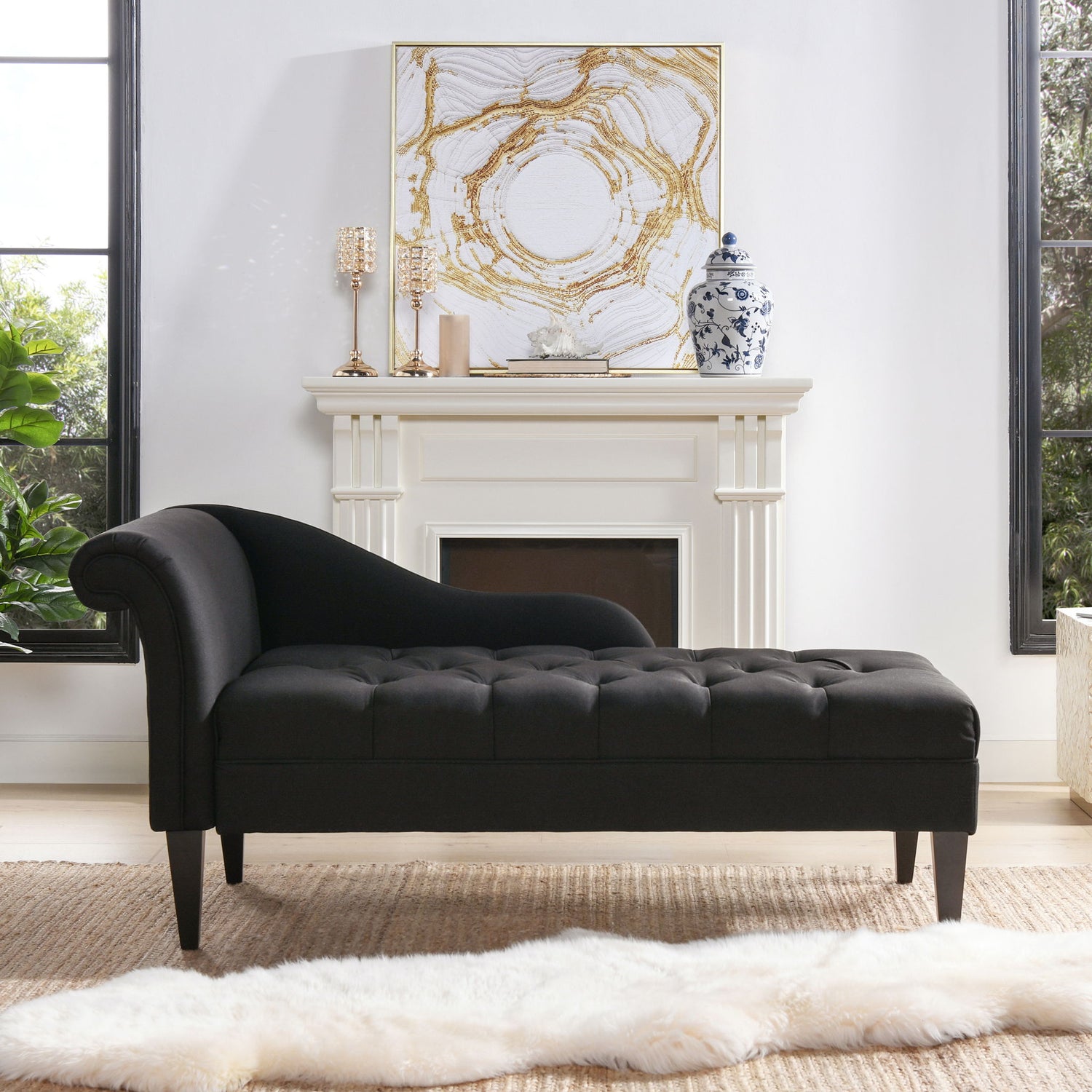 Harrison - Tufted Roll Arm Chaise Lounge