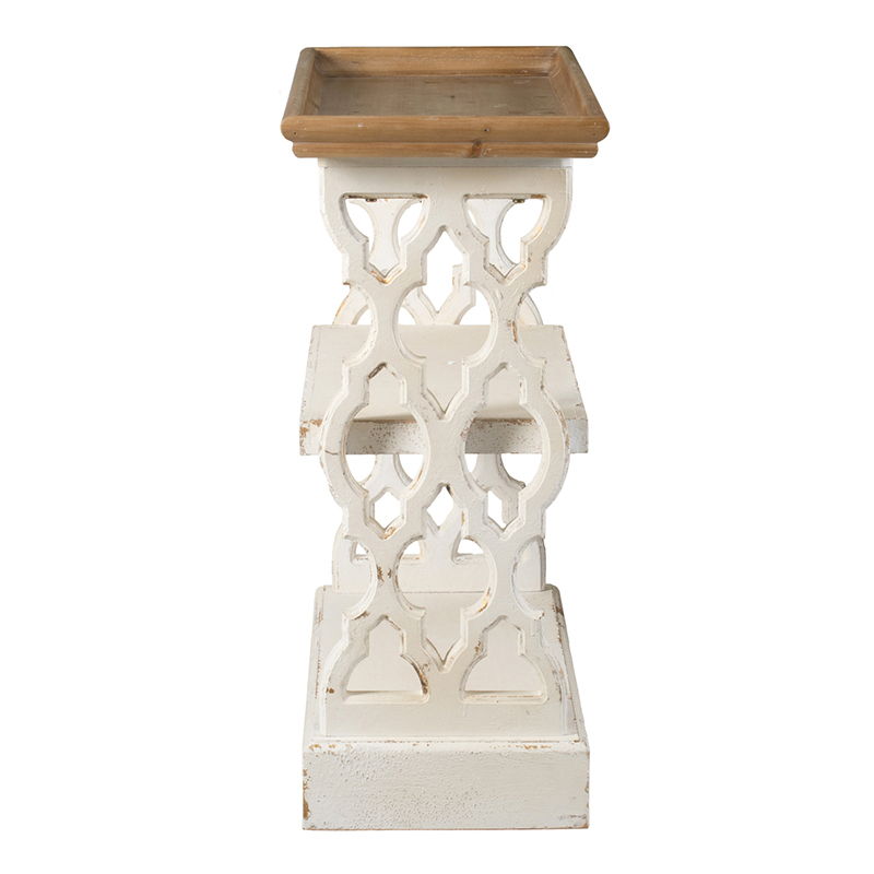 Distressed Wood Shelf Tray, French Country Console Table - Brown / Antique White