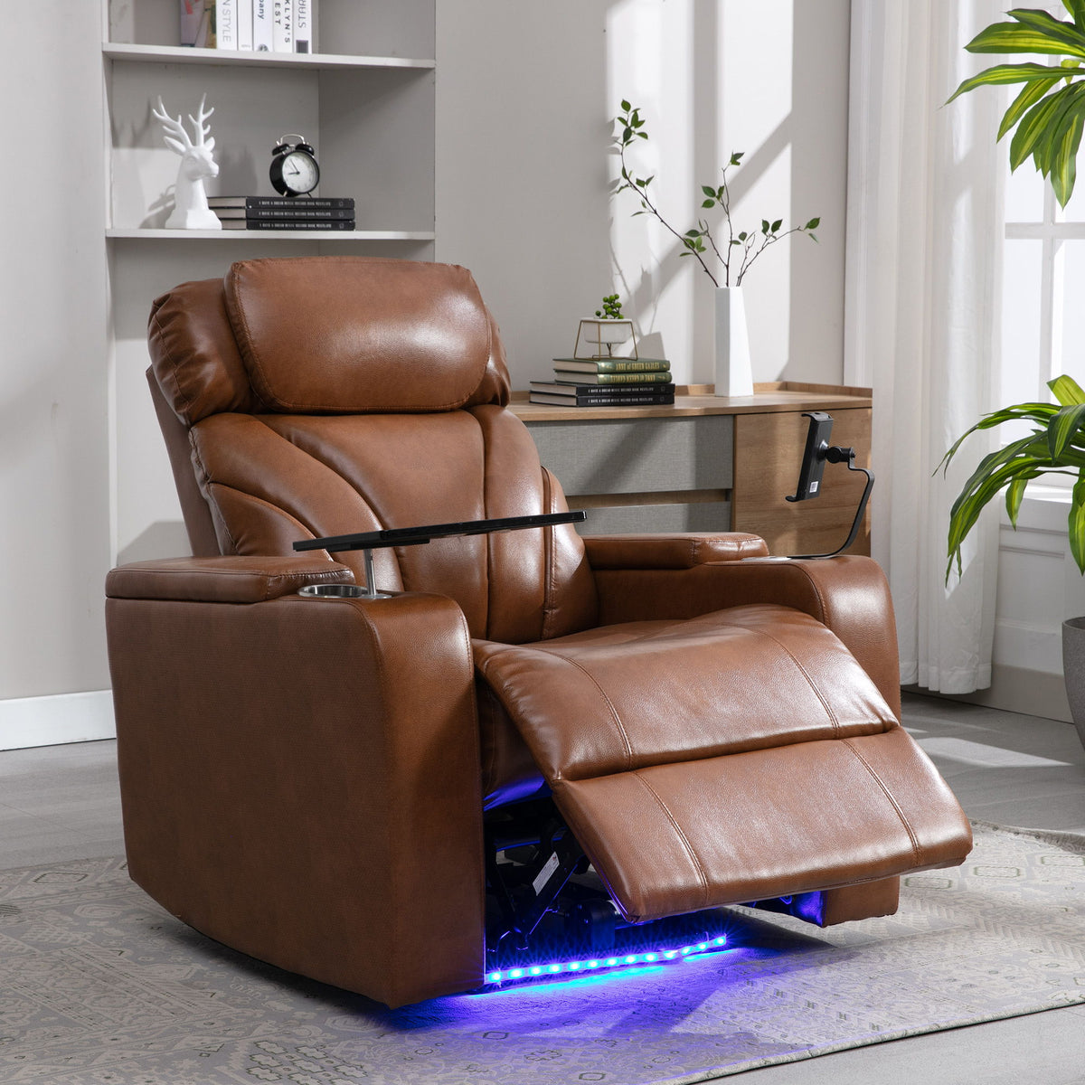 Power Motion Recliner Electric Power Recliner With USB Charging Port, Hidden Arm Storage, Convenient Cup Holder And tooth Speaker