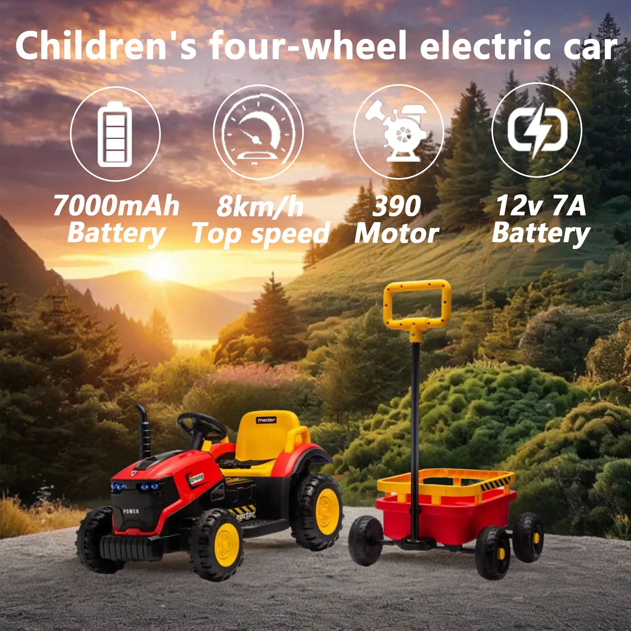 Kids Electric Ride On Tractor With Trailer