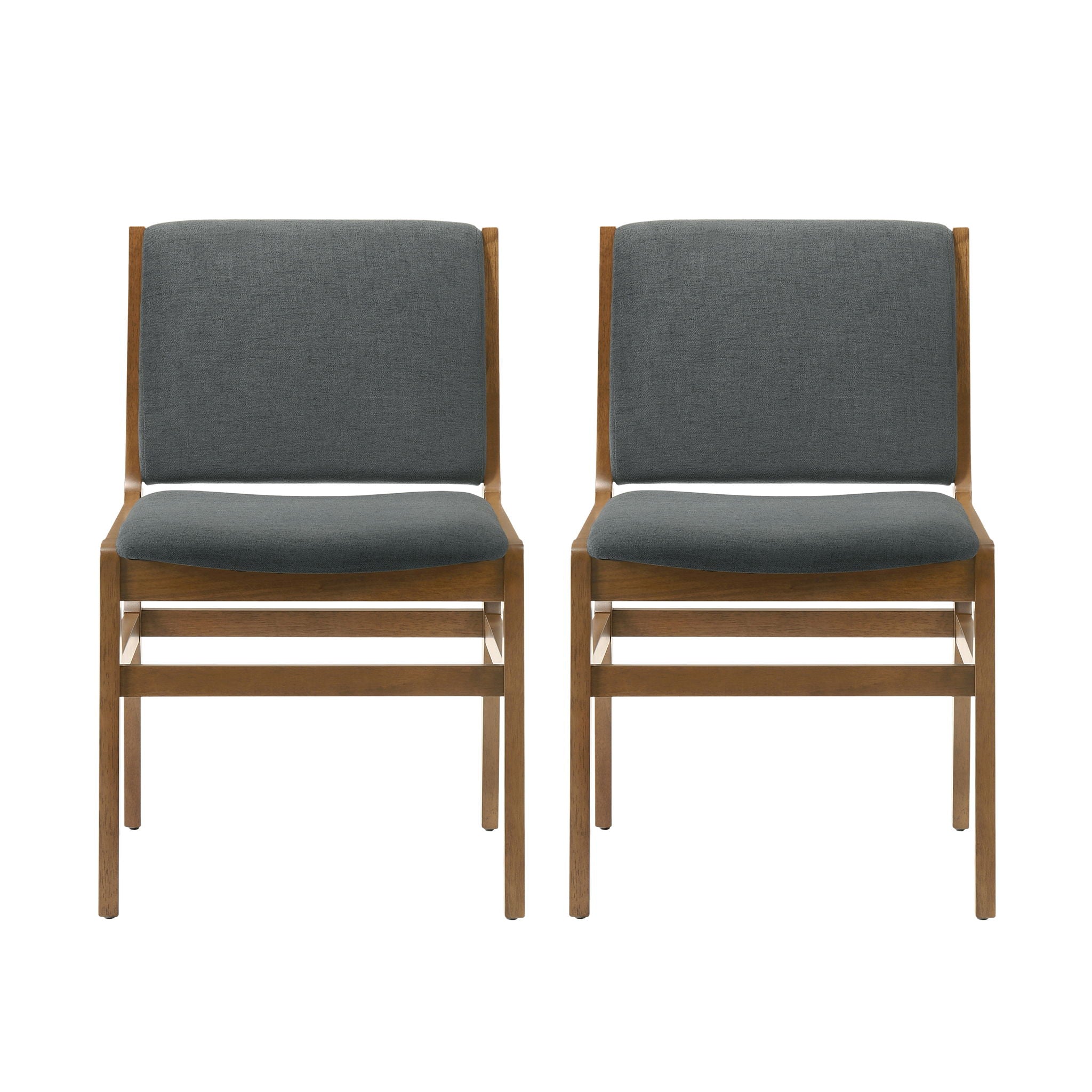 Contemporary Dining Chair Set Upholstered Fabric With Rubberwood Frame