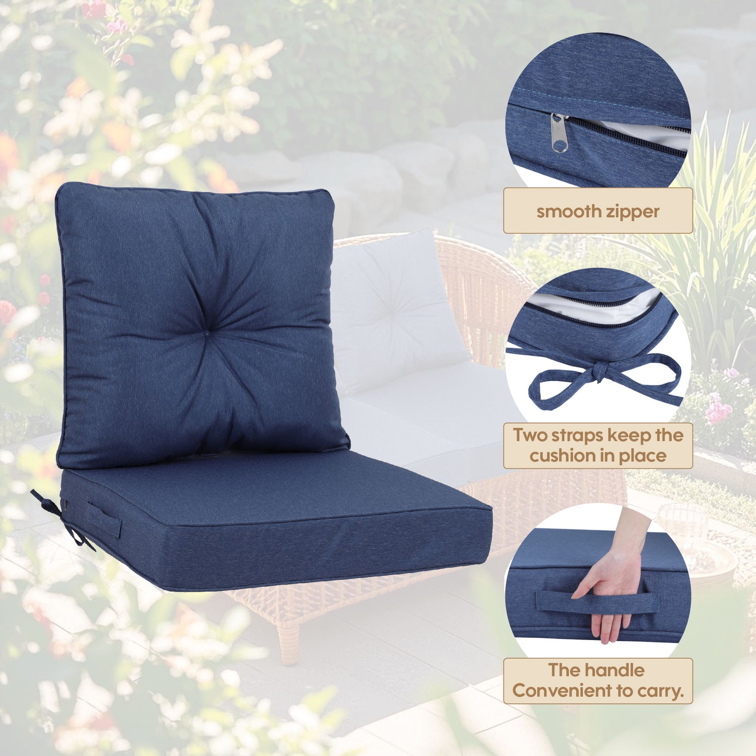 Outdoor Deep Seat Cushions For Patio Furniture Waterproof Set