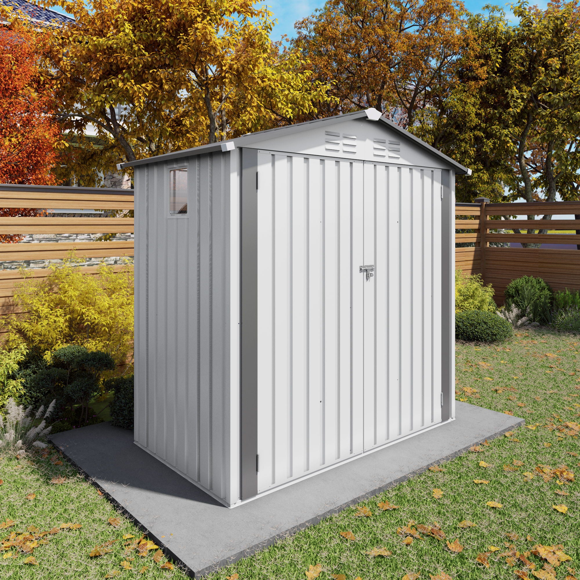 Garden Tool Shed Metal Storage Shed With Peaked Roof Waterproof Lockable Door