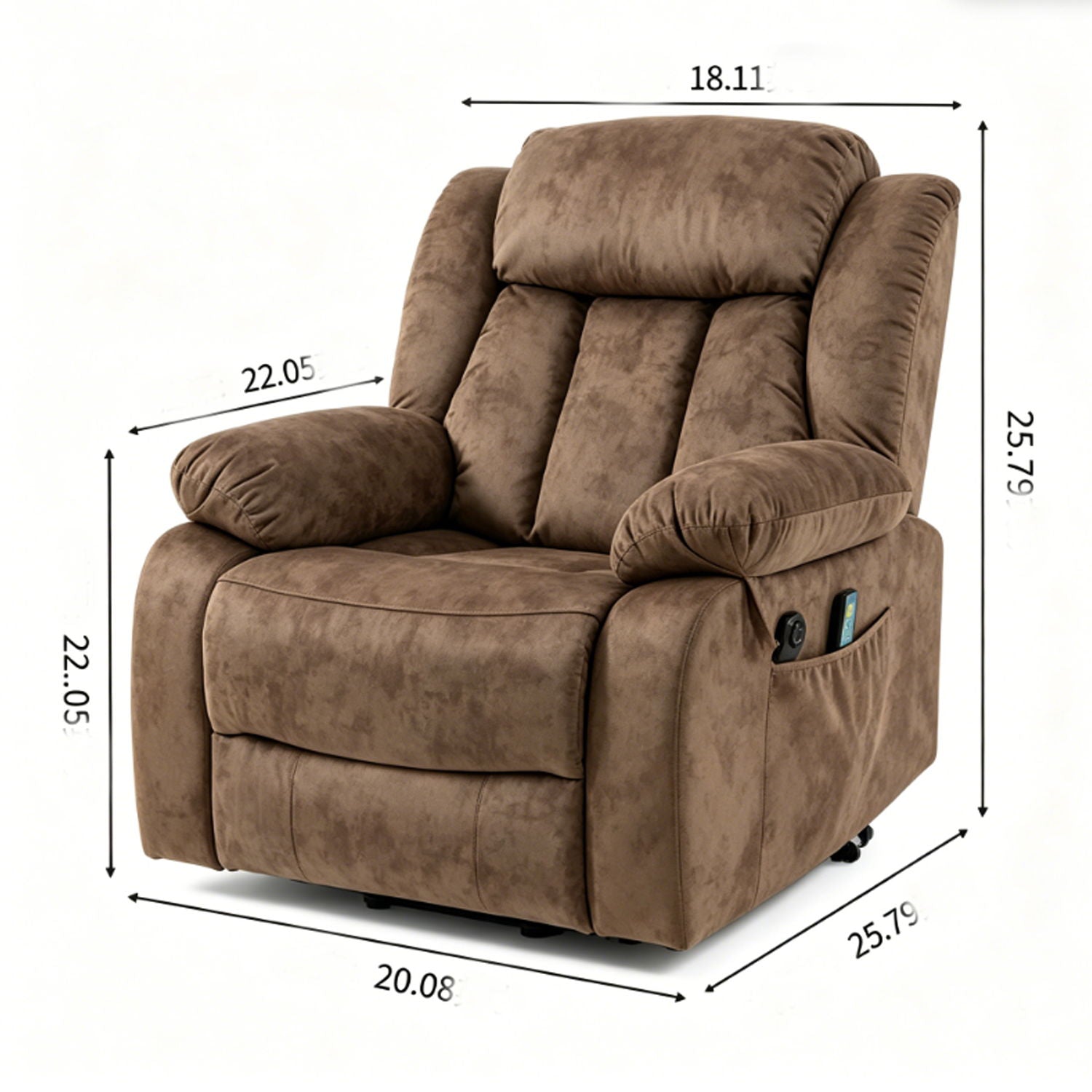 Recliner Lift Chair With Massage & Heating For Living Room - Brown