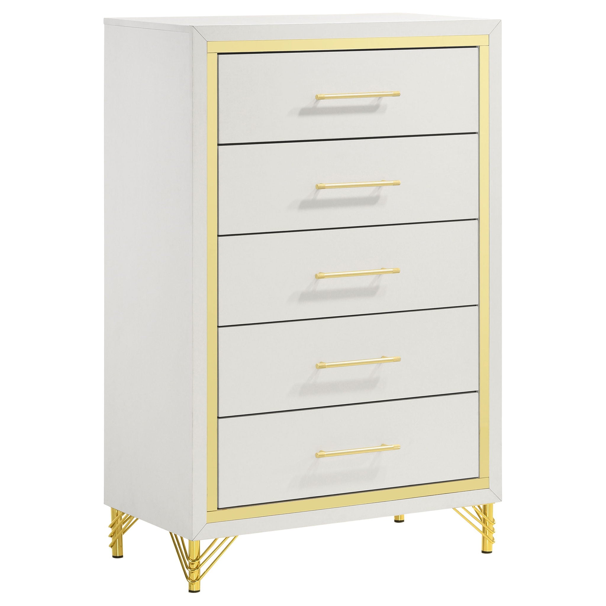 Chesney - 5 Drawer Chest With Trim - White
