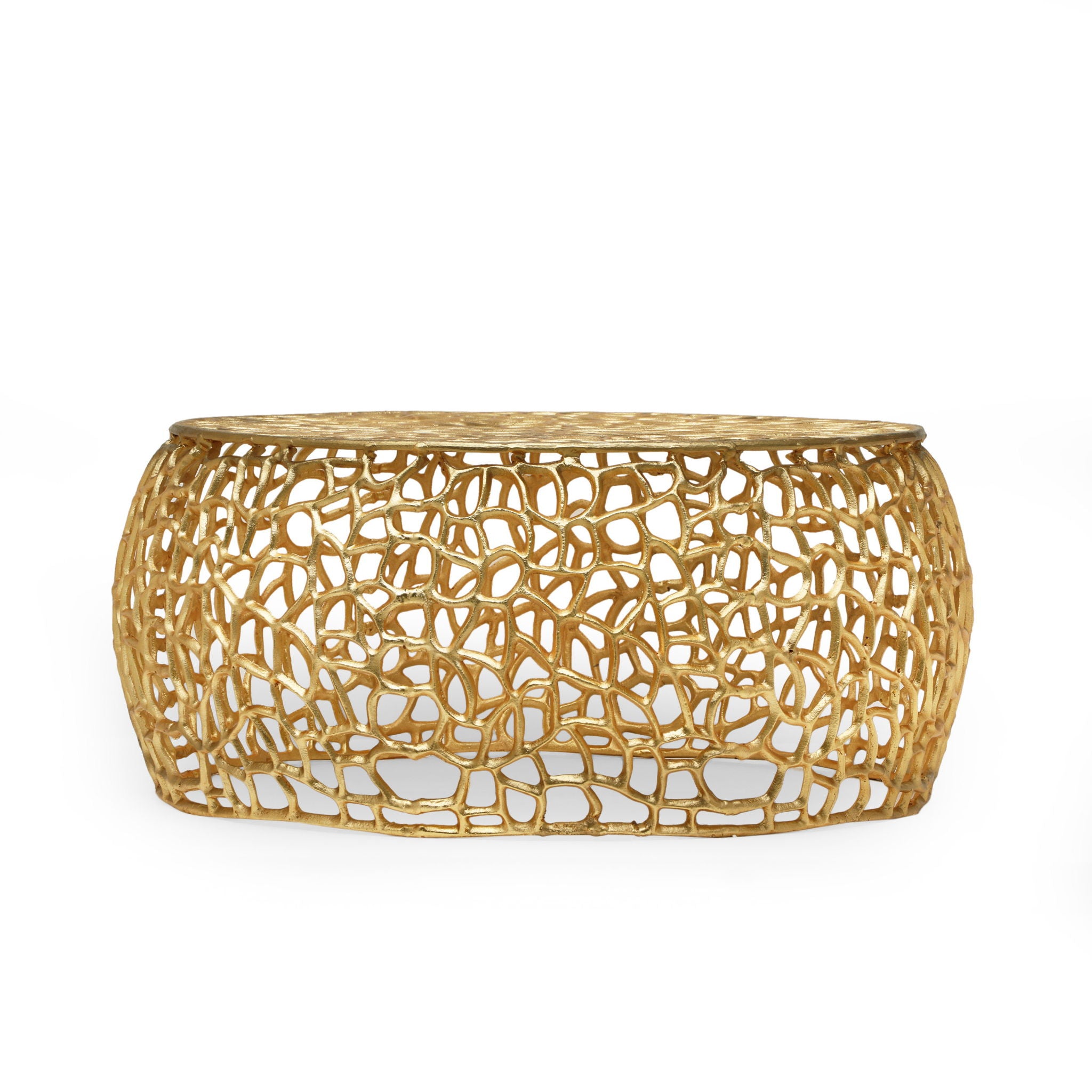 Modern Glam Mesh Coffee Table With Accents And - Gold