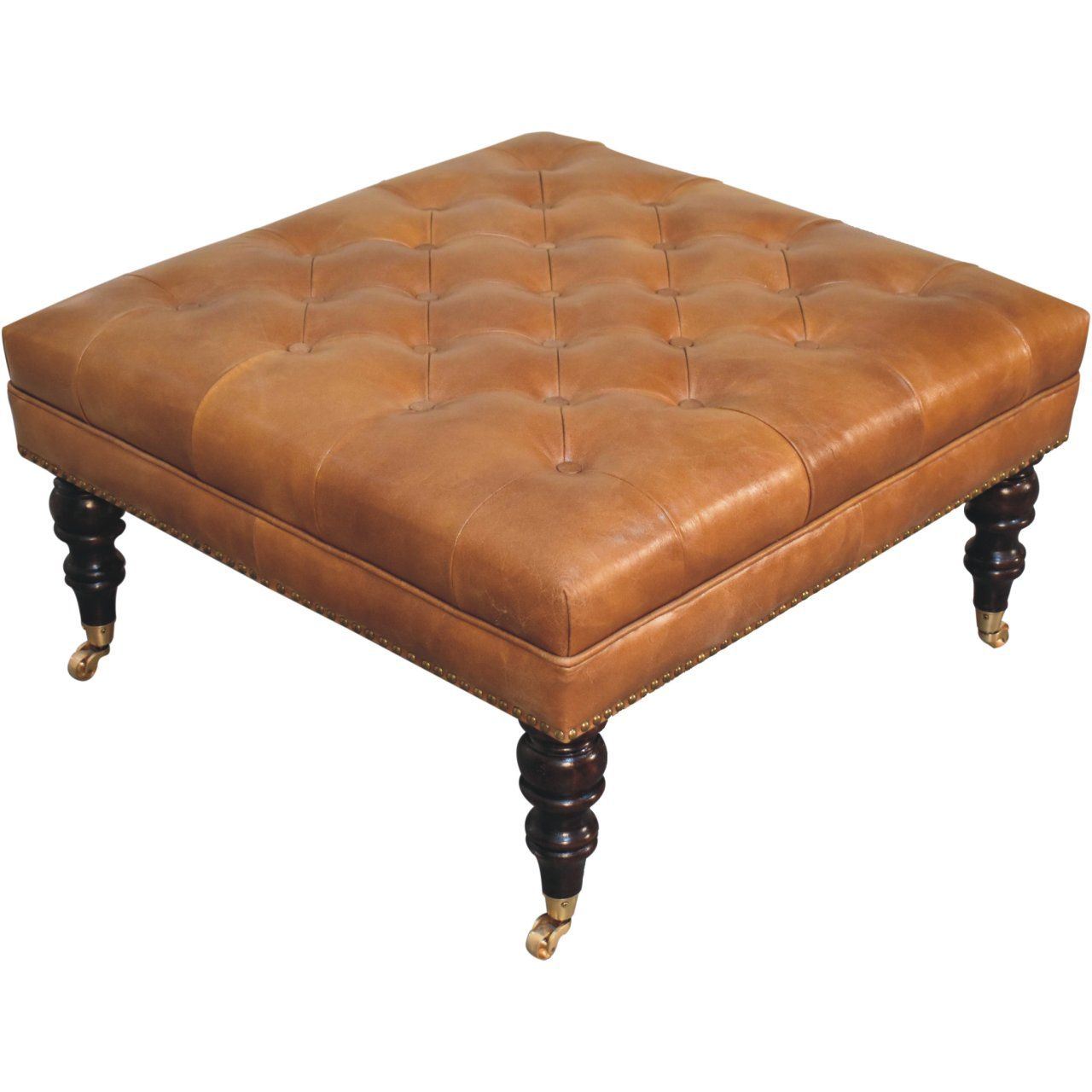 Buffalo - Leather Ottoman With Castor Legs