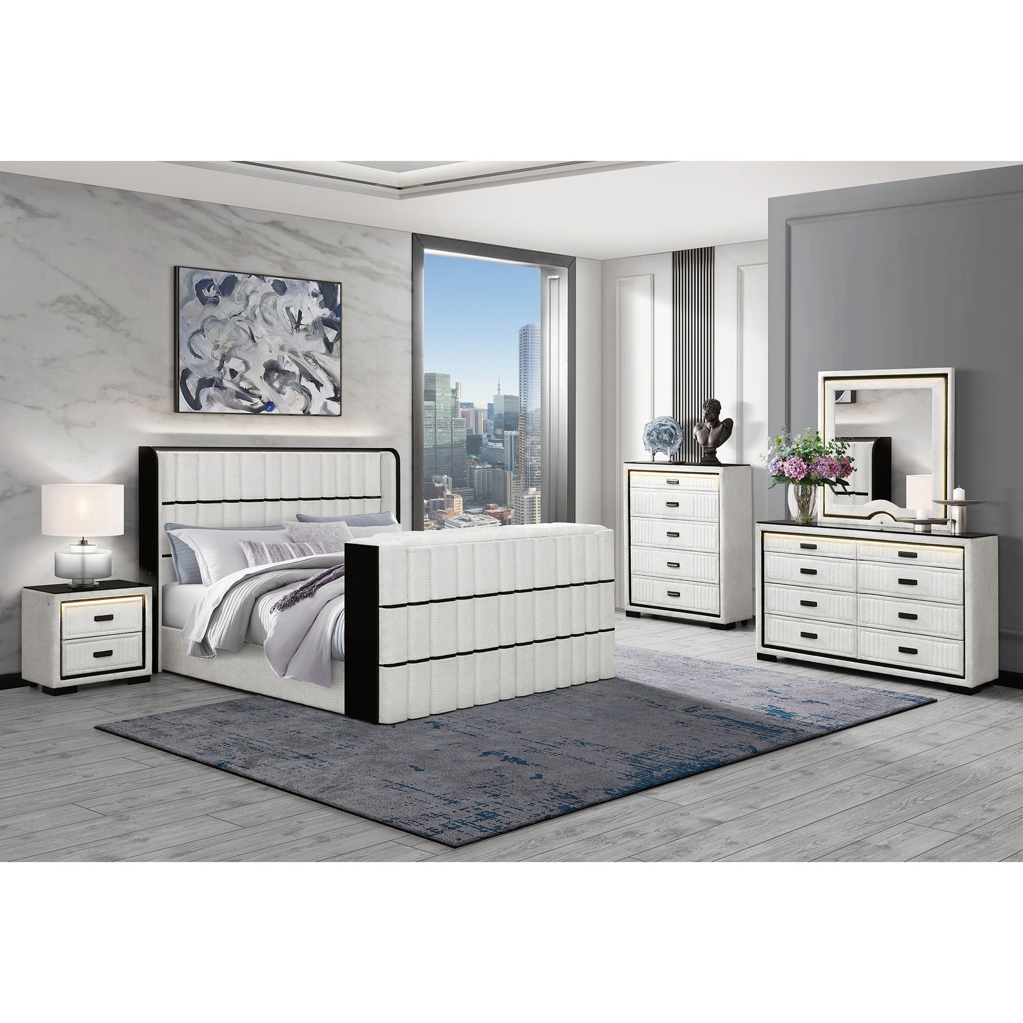 Isaiah - Bed With TV Lift-LED Speakers And Fireplace