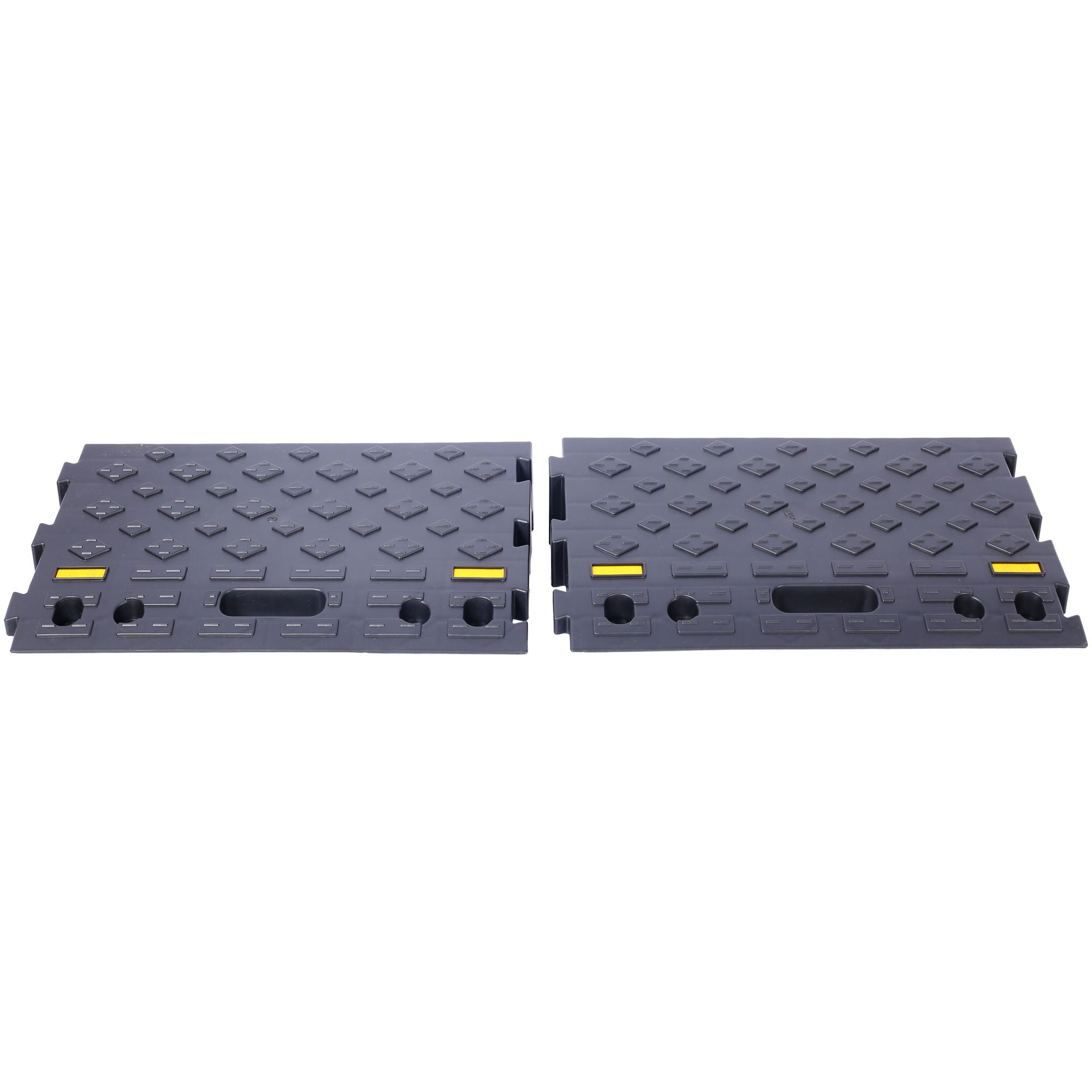 Heavy Duty Plastic 4" High Portable Automotive Curb Ramp For Cars & Wheelchairs Interlocking Design - Black