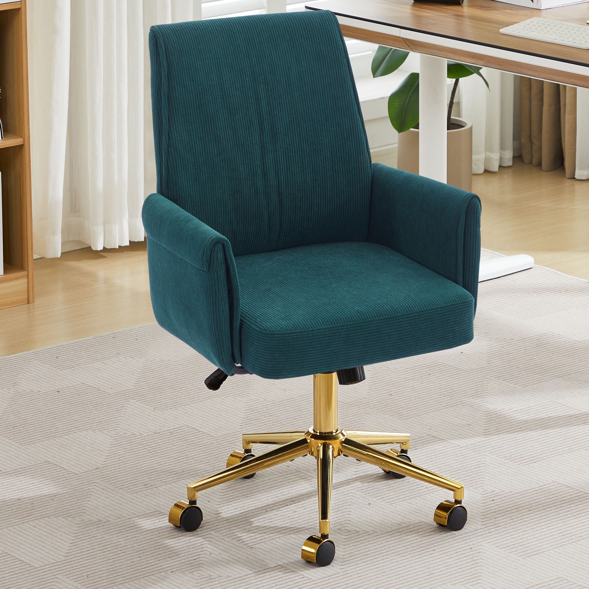 Ergonomic Mid-Back Office Chair With Striped Velvet Fabric