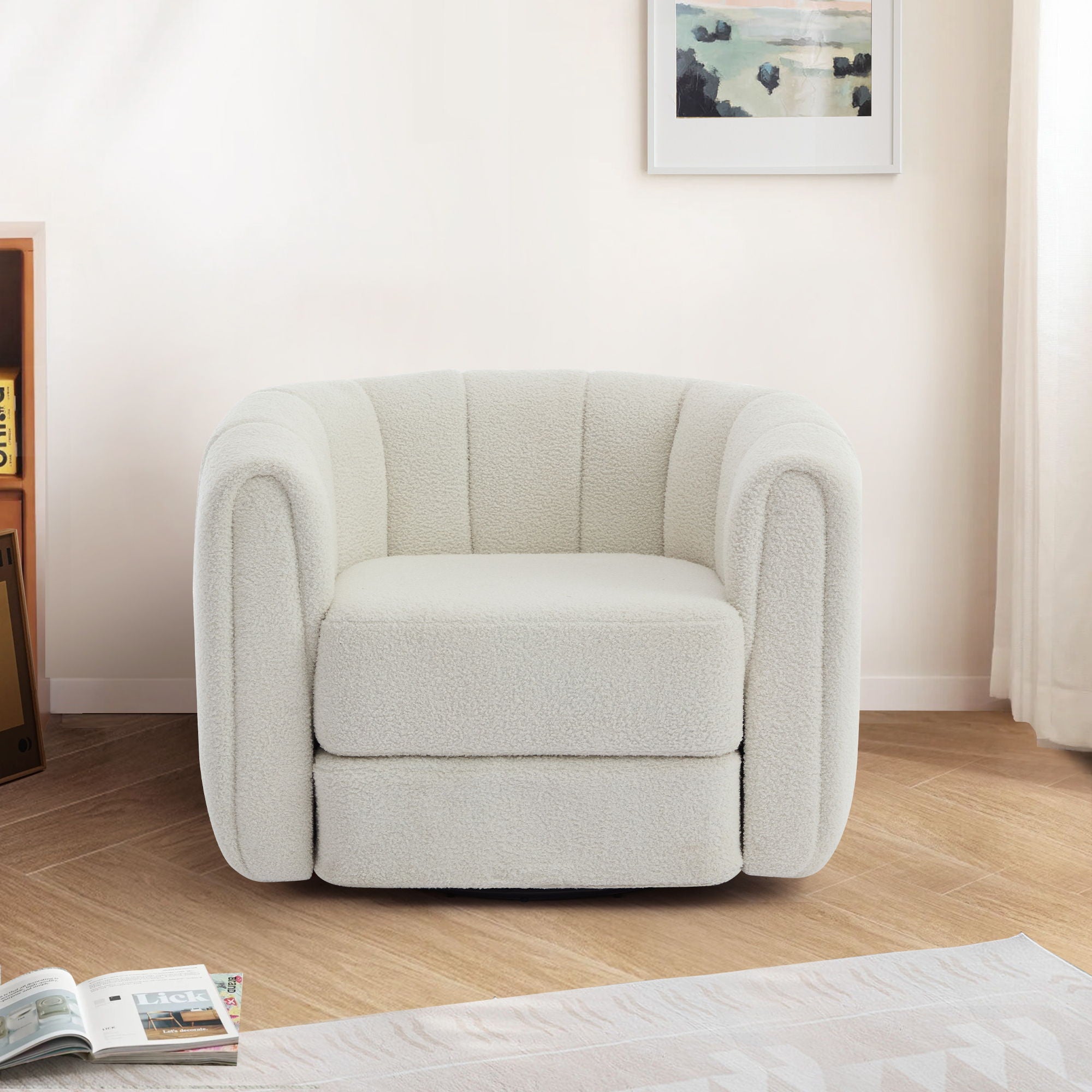 Swivel Accent Chair Wide Upholstered For Living Room
