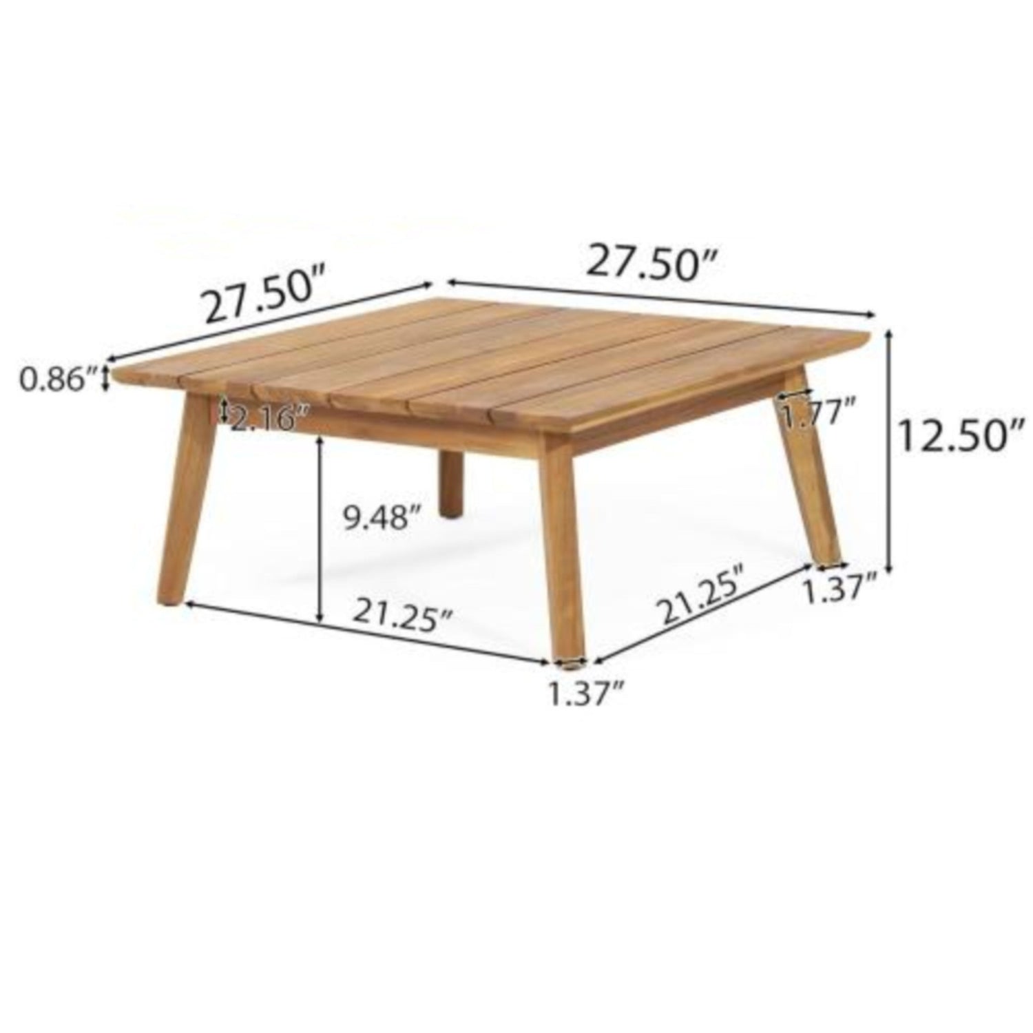 Crowne - Modern Coffee Table With Slat Design - Teak
