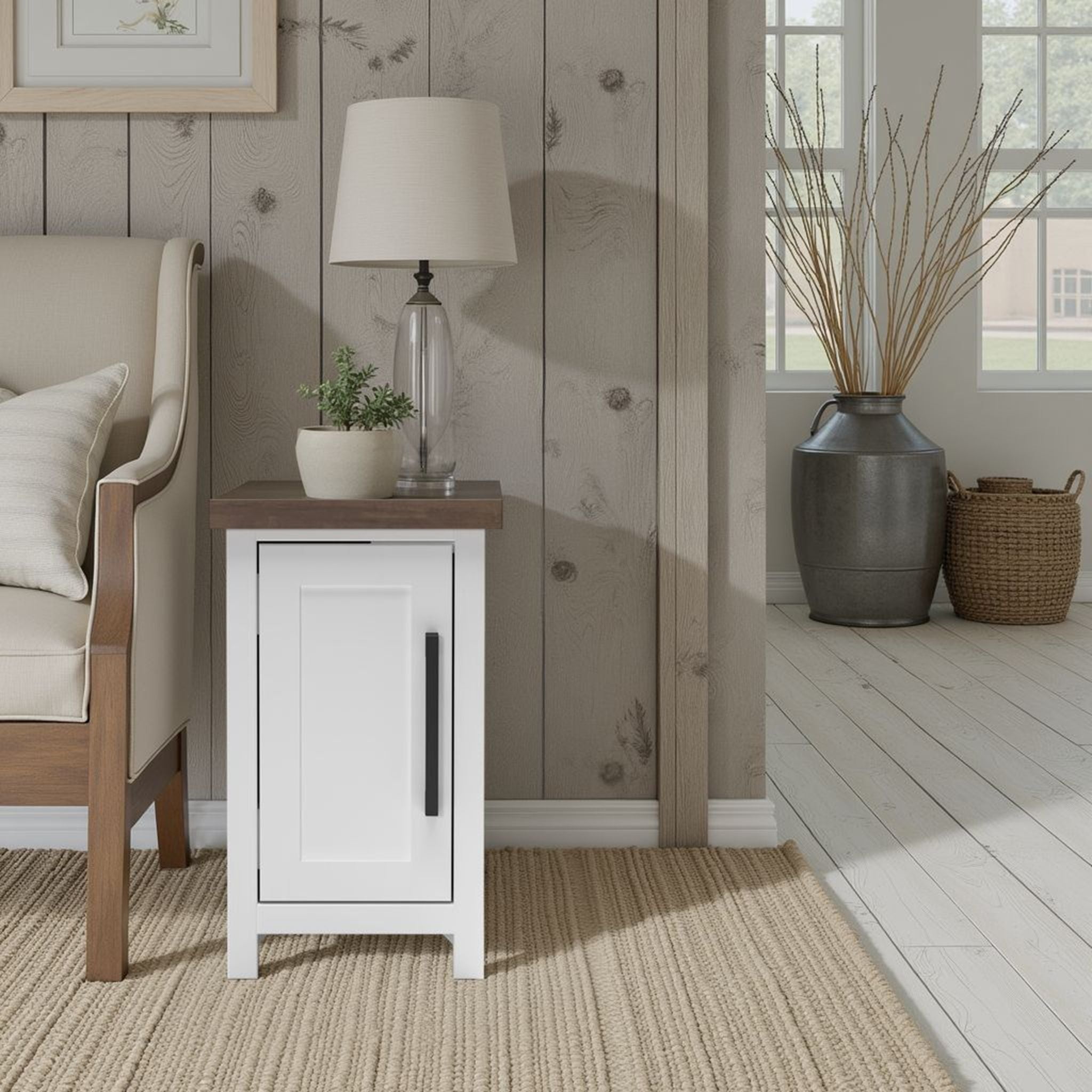 Hampton - Chairside Table - Jasmine Whitewash / Barnwood