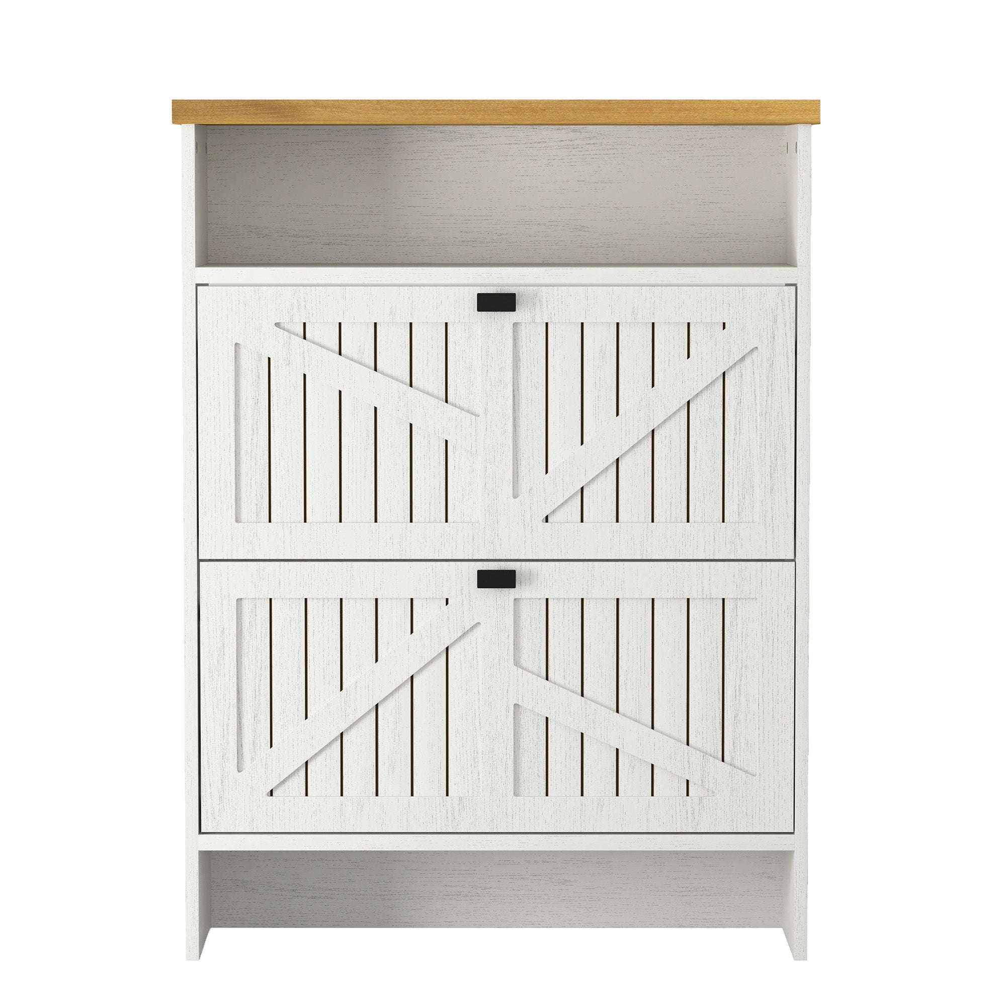 4 Layer Folding Shoe Cabinet With Metal Rounded Corners Convenient Shoe Storage - White