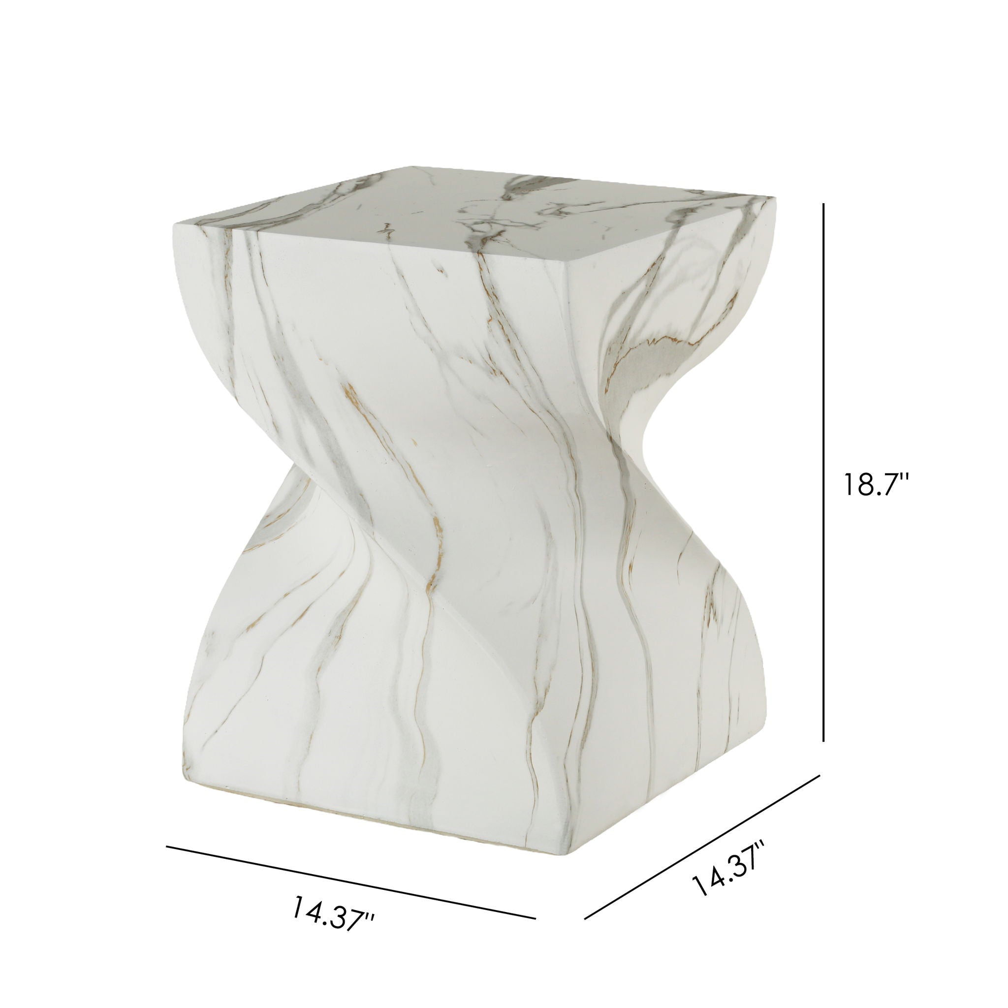 Outdoor End Table, Round Side Table For Patio And Garden - Marble