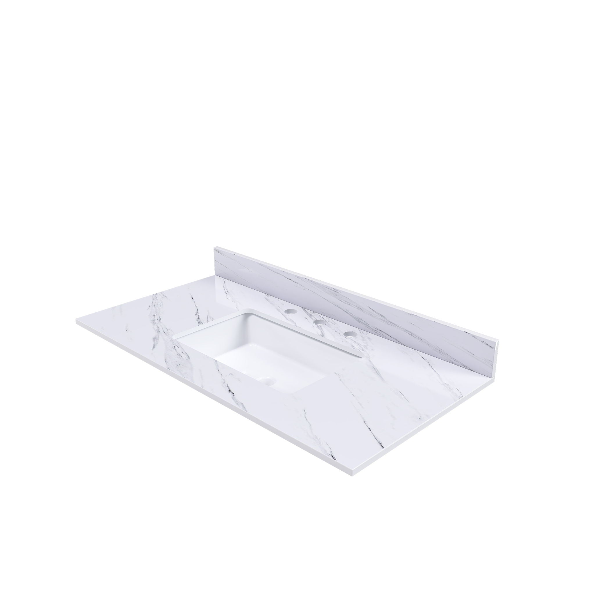 Bianco Carrara Venato Elegant Marble Vanity Top, Bathroom Vanity With Undermount Sink, Sintered Stone