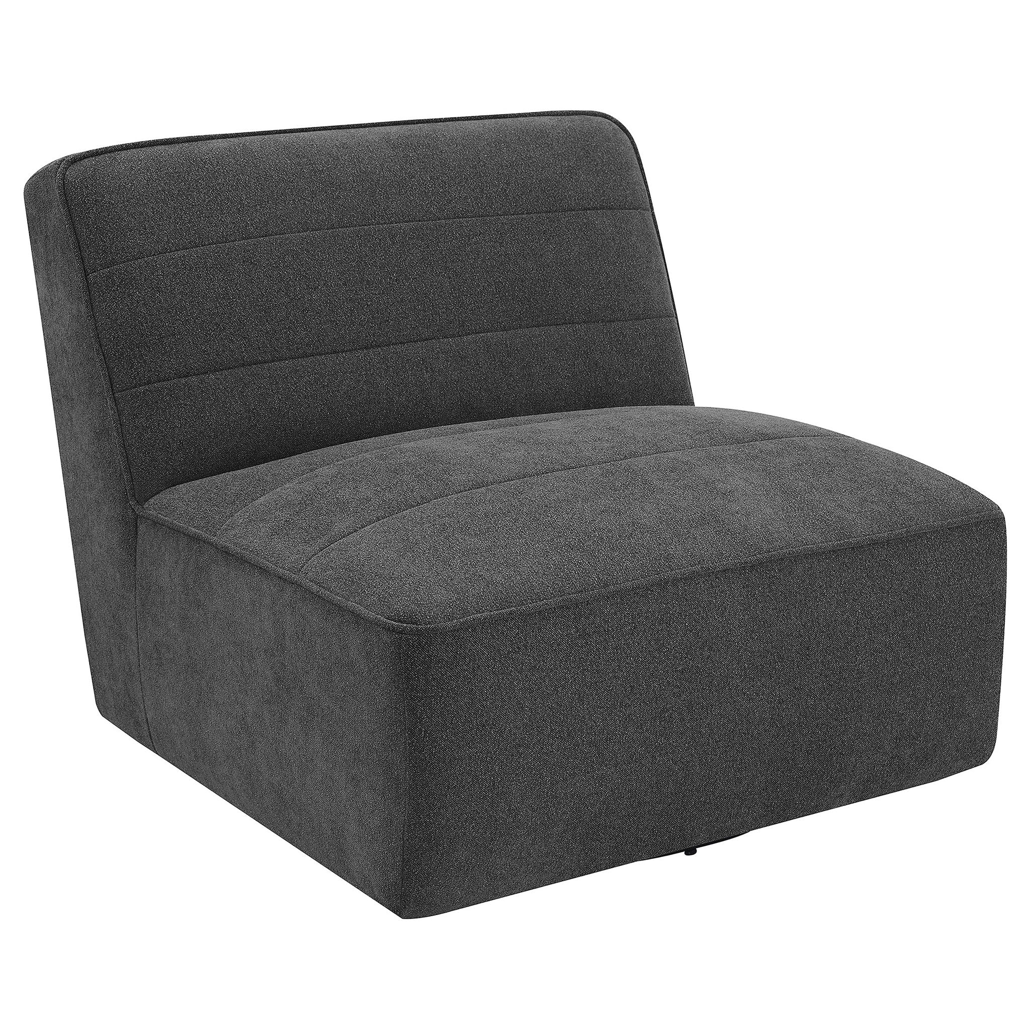 Manhattan - Swivel Tufted Chair Armless Accent Chair, 360 Degree Swivel Base - Charcoal
