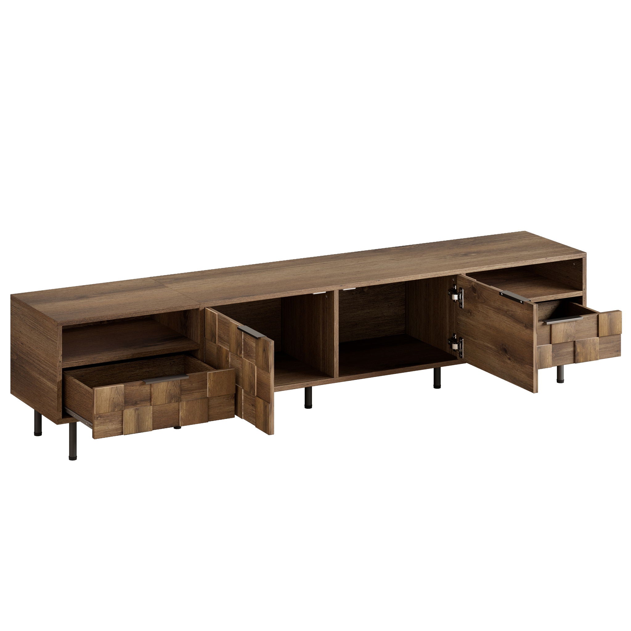 TV Stand With 2 Drawers, Media Console Table For TVs Up To 85&