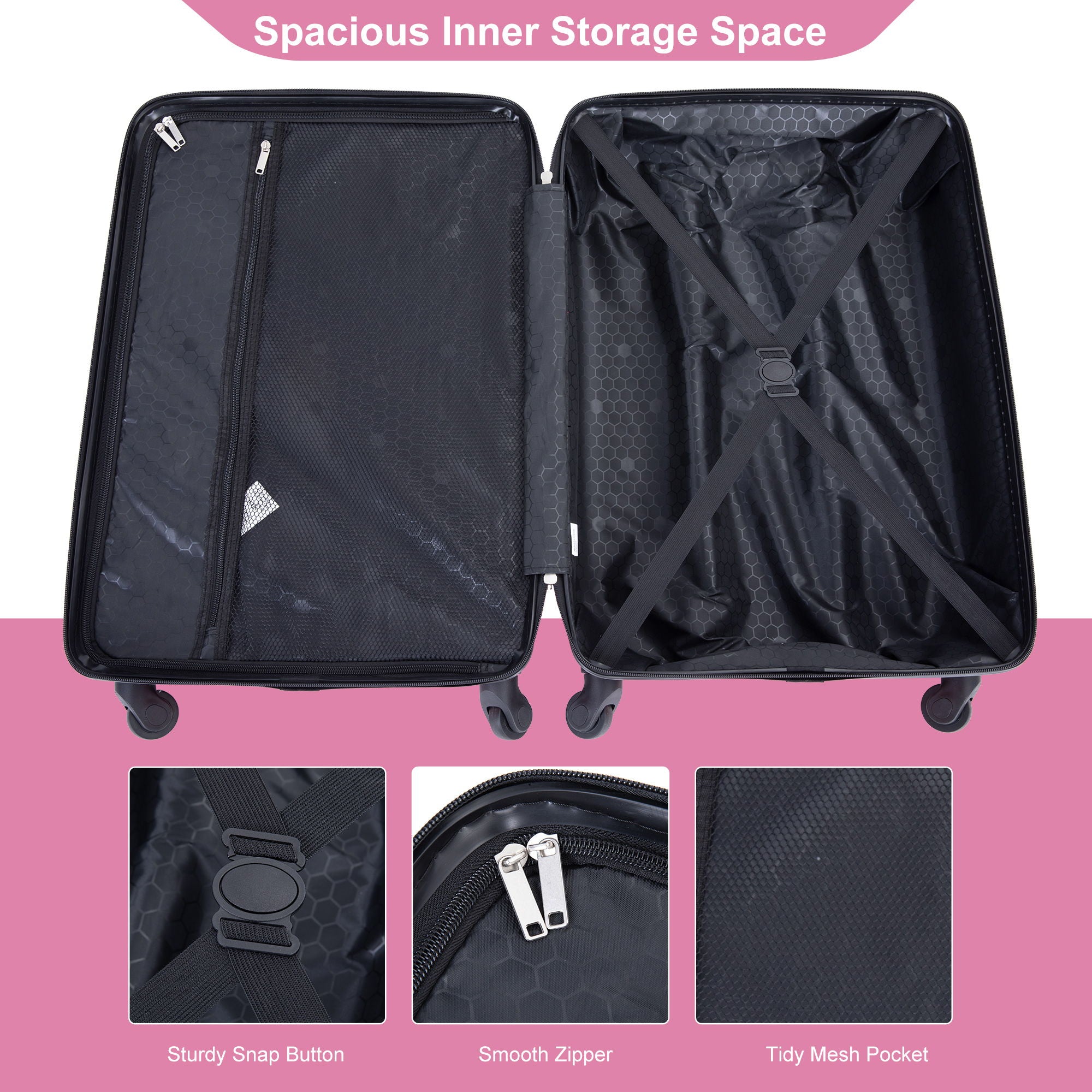 Luggage 4 Piece Lightweight Suitcase With Rotating Wheels With Tsa Lock,