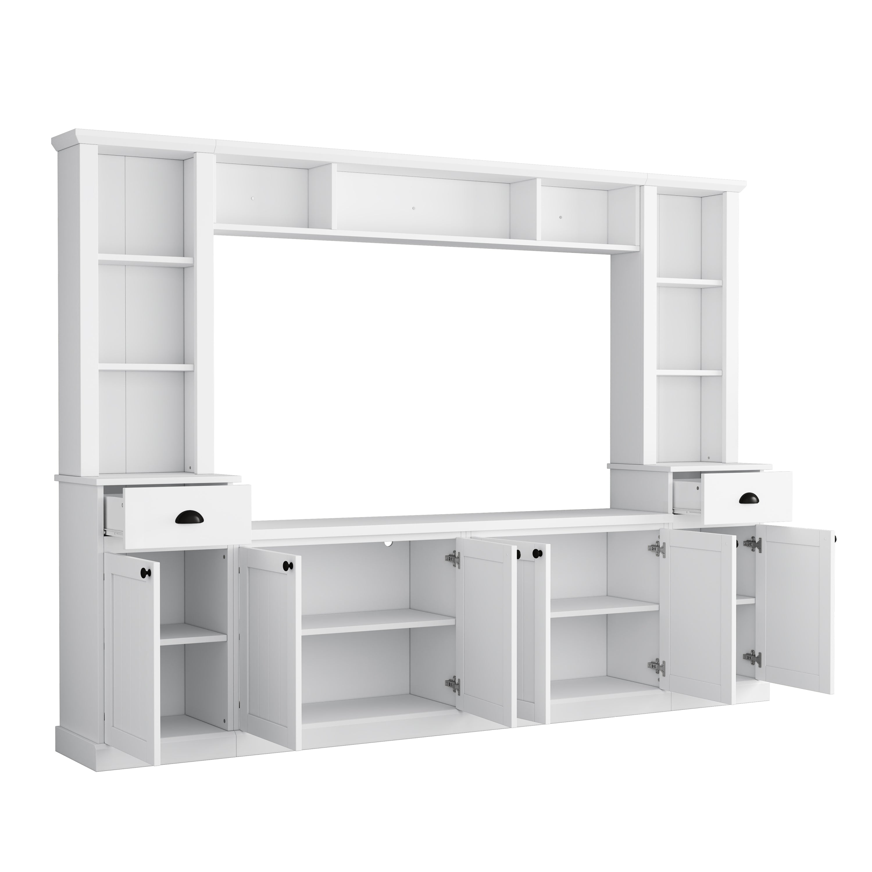 ON-TREND Minimalist Entertainment Wall Unit Set with Bridge for TVs Up to 75&