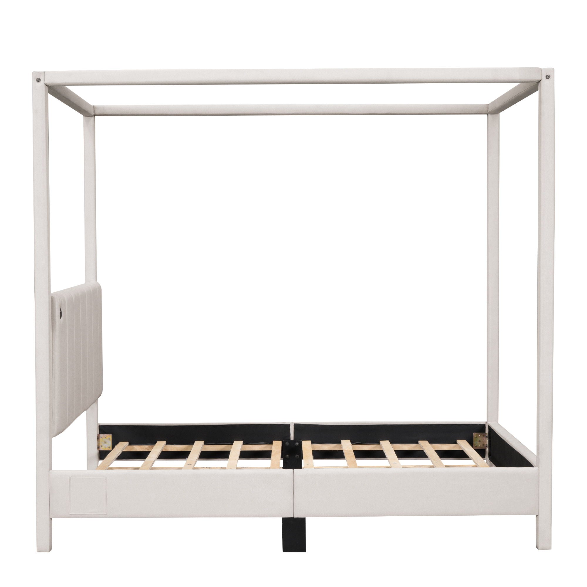 Canopy Platform Bed With USB And Type-C Ports