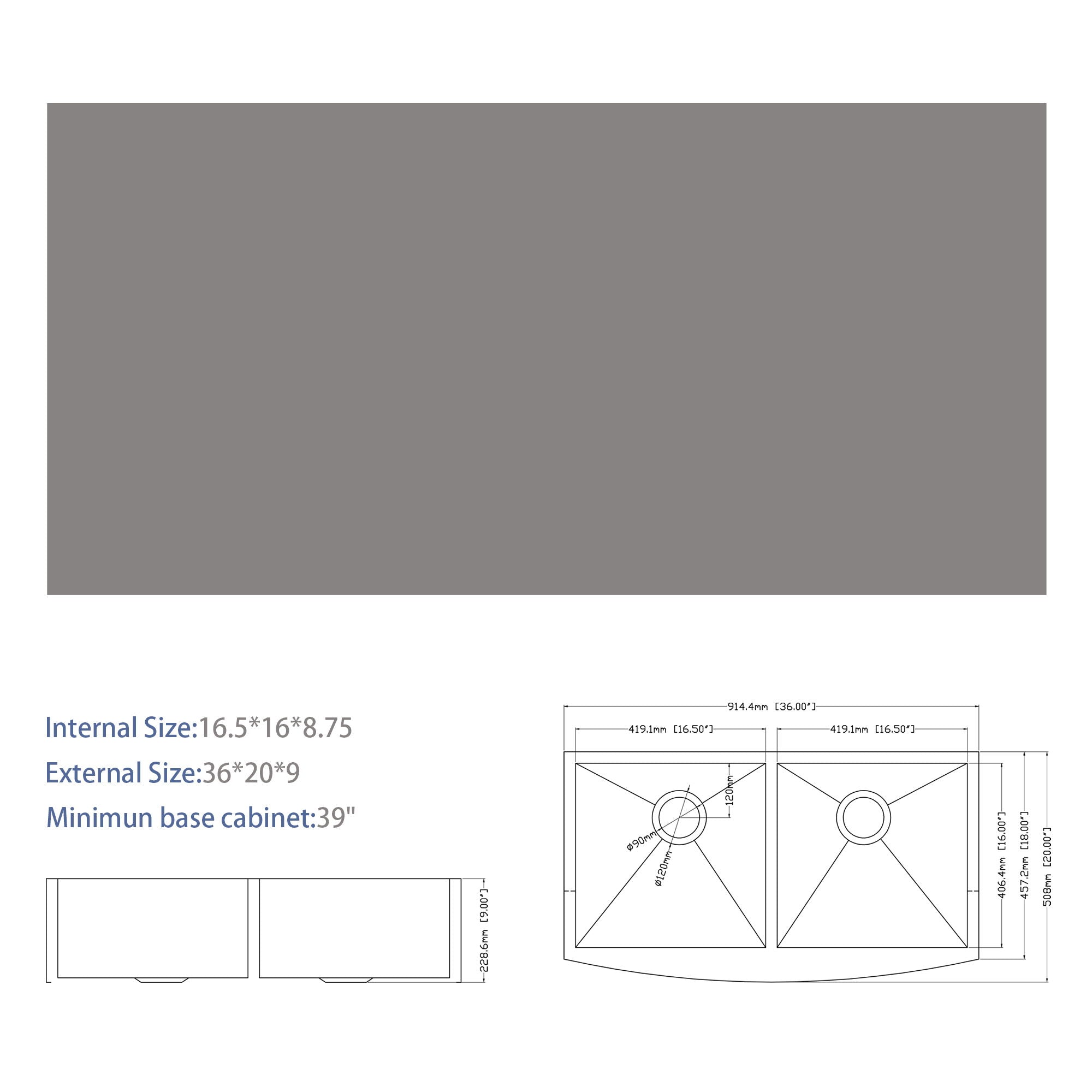 Farmhouse Double Bowl Sink With 50/50 Layout