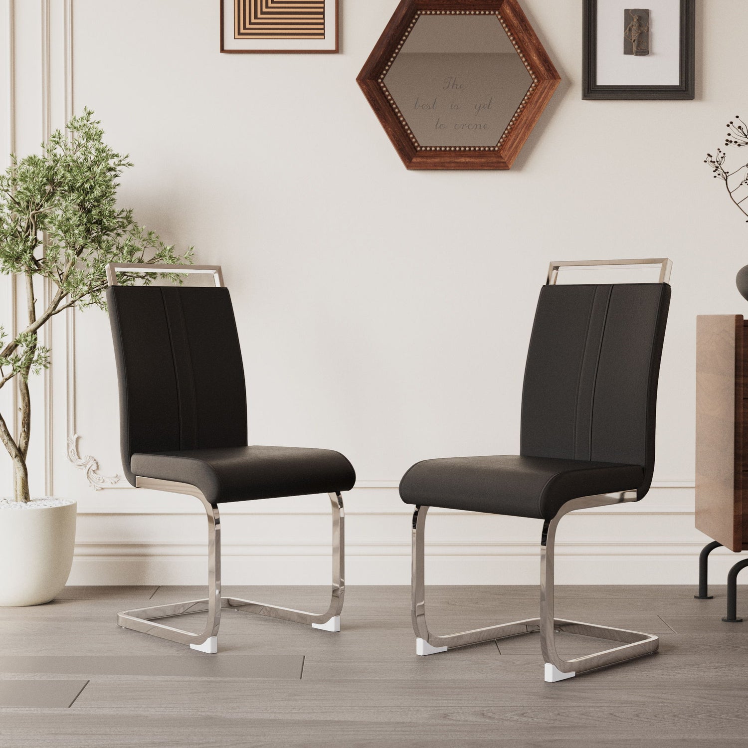 Modern Dining Chairs With Padded Seat, High Back