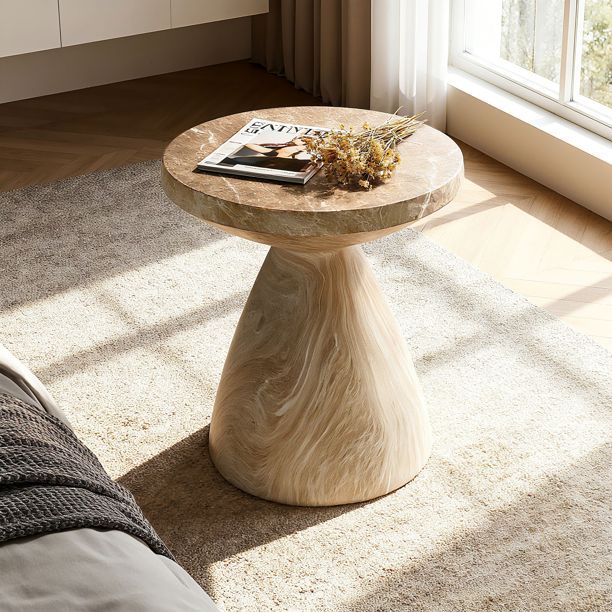 Outdoor Geometric End Table - Marble