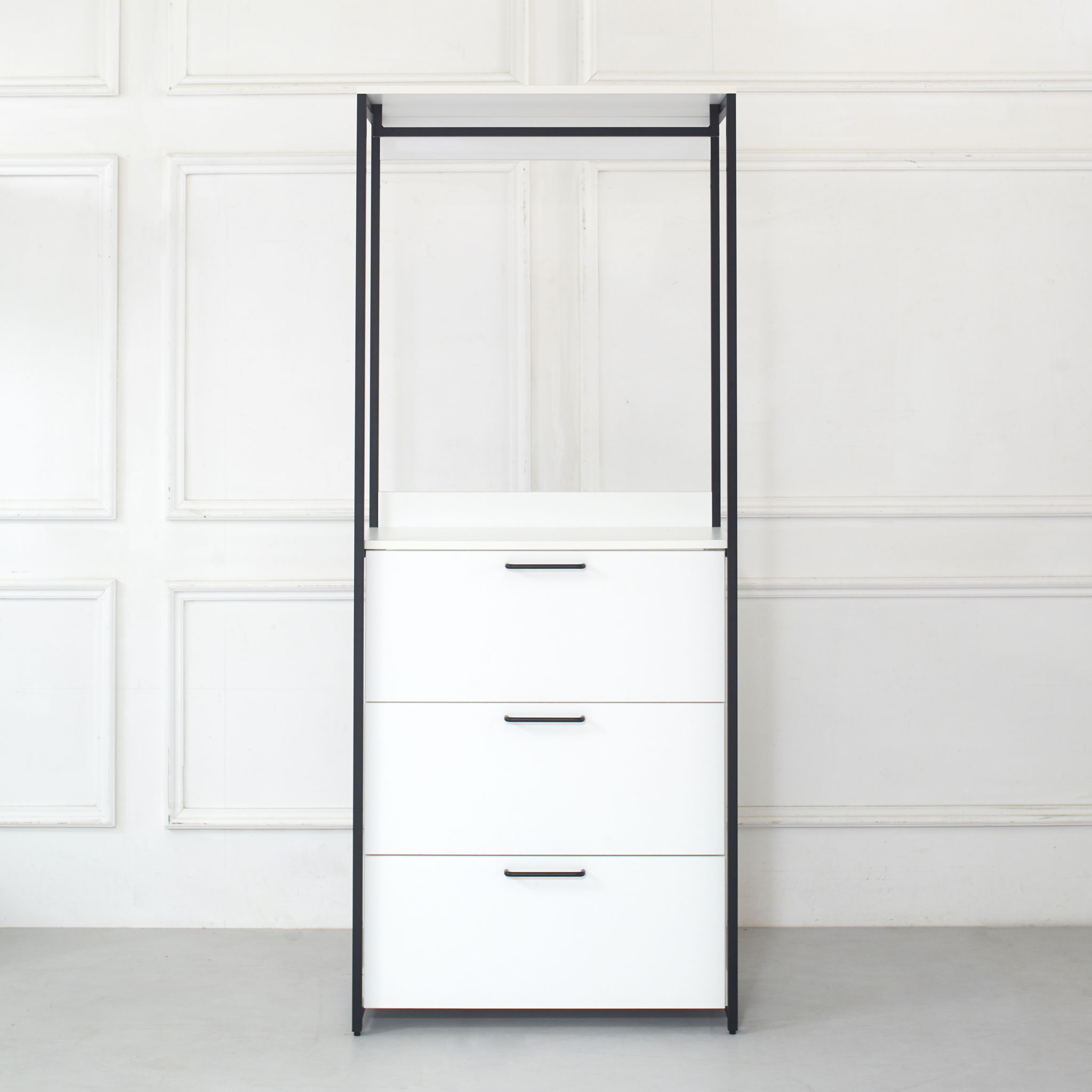 Fiona - Contemporary Wood And Metal Walk In Closet With Drawers