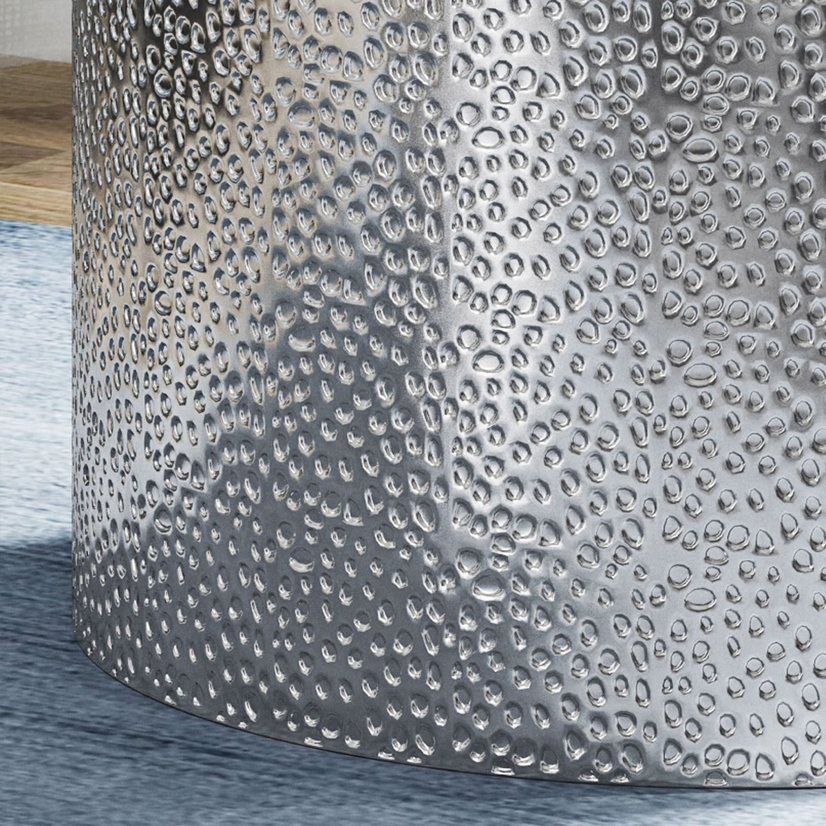 Modern Round Accent Table With Hammered Surface