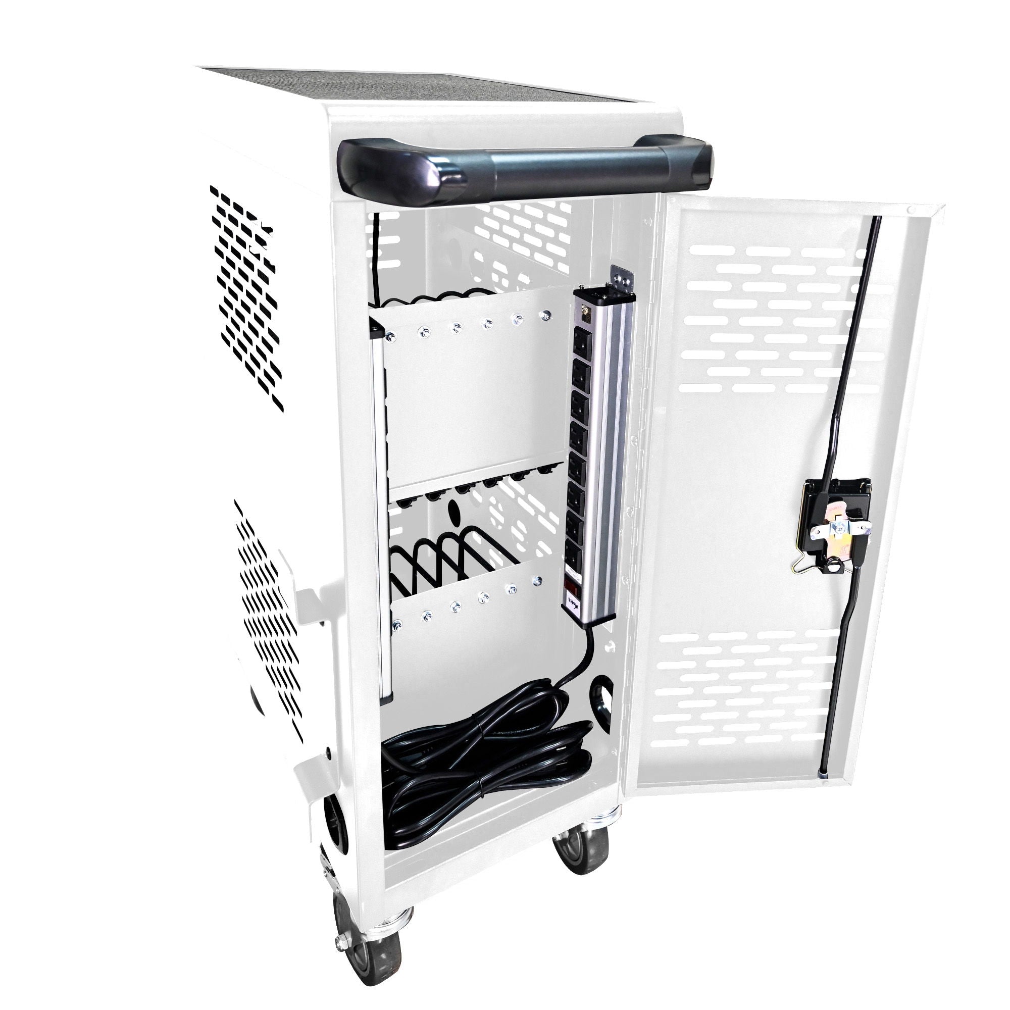 16 Bay Mobile School Charging Cart Station For book, Tablet And Laptop Computer With Power Strip Included
