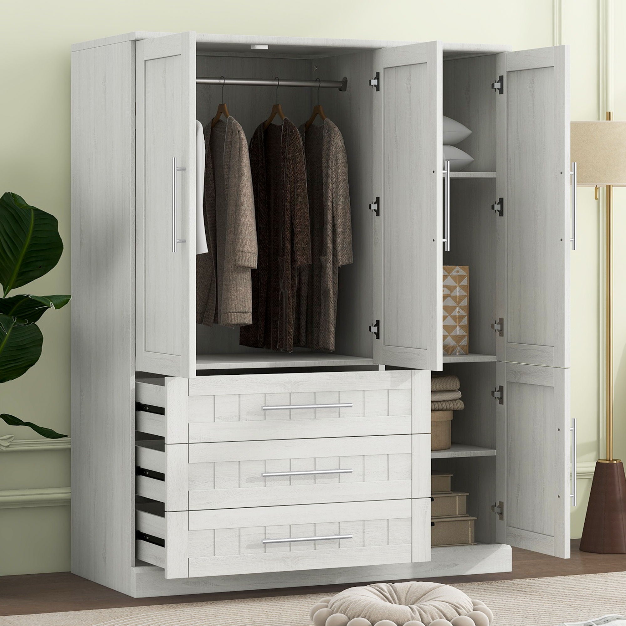 4 Door Wardrobe Armoire With 3 Drawers