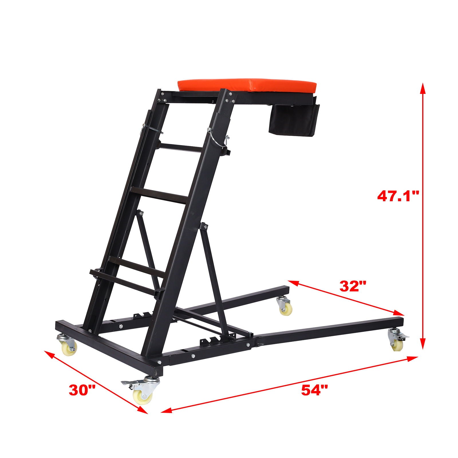 Heavy Duty Foldable Rolling Engine Top Creeper With Padded Deck And Locking Casters - Black