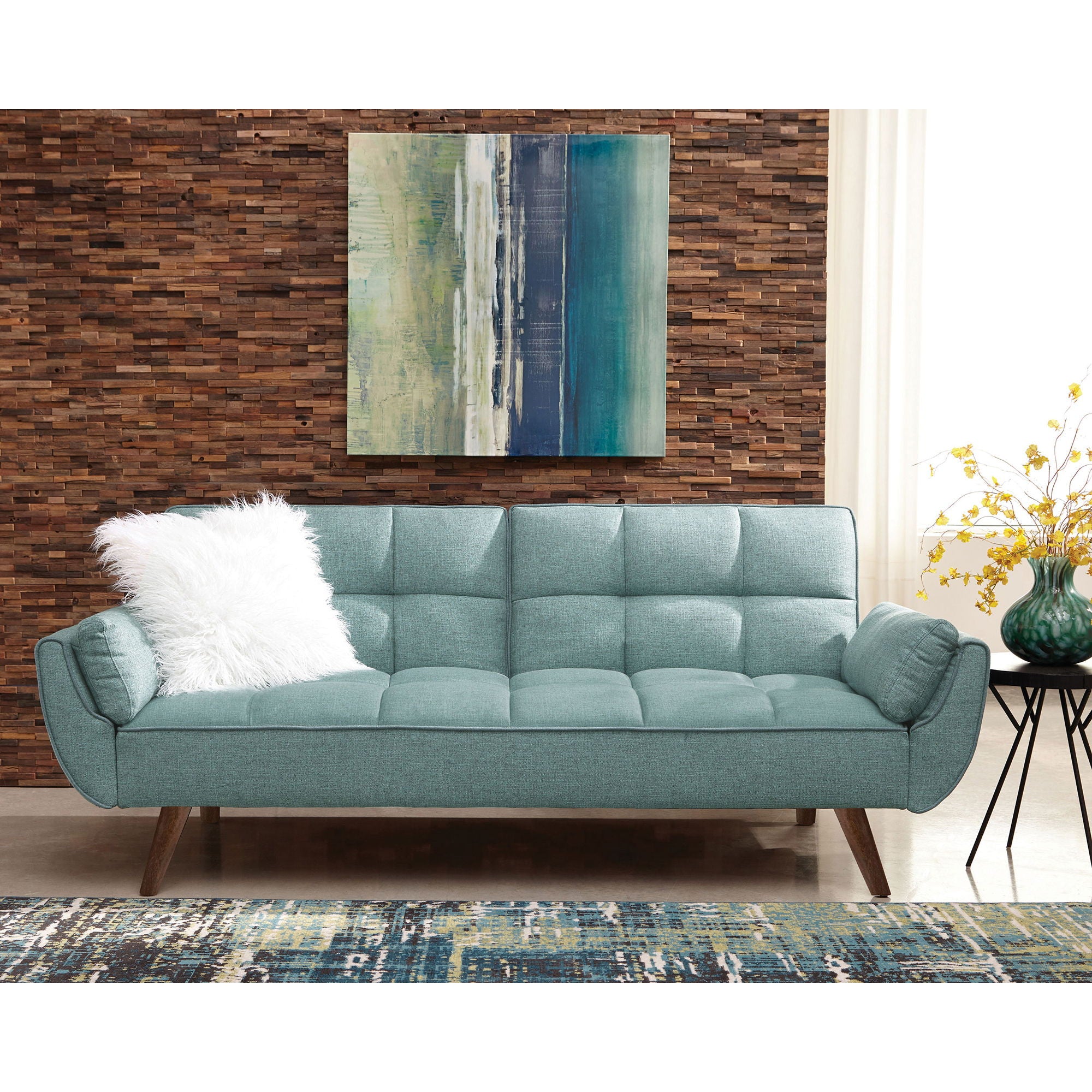 Laggarhem - Tufted Back Upholstered Sofa Bed - Turquoise