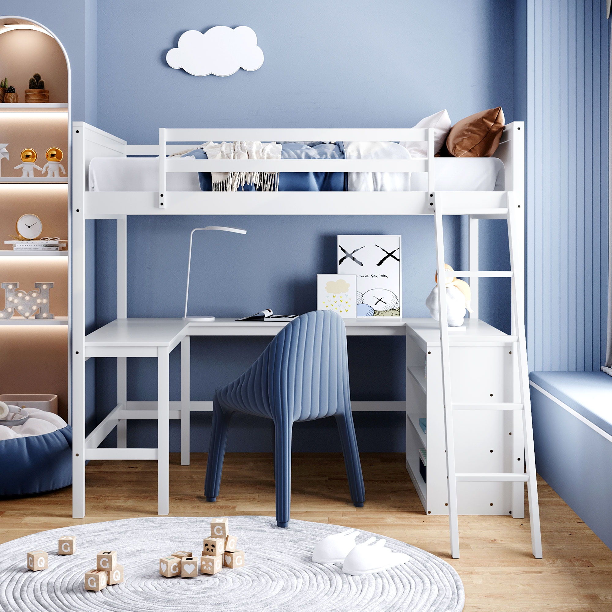 Loft Bed With Shelves With Desk